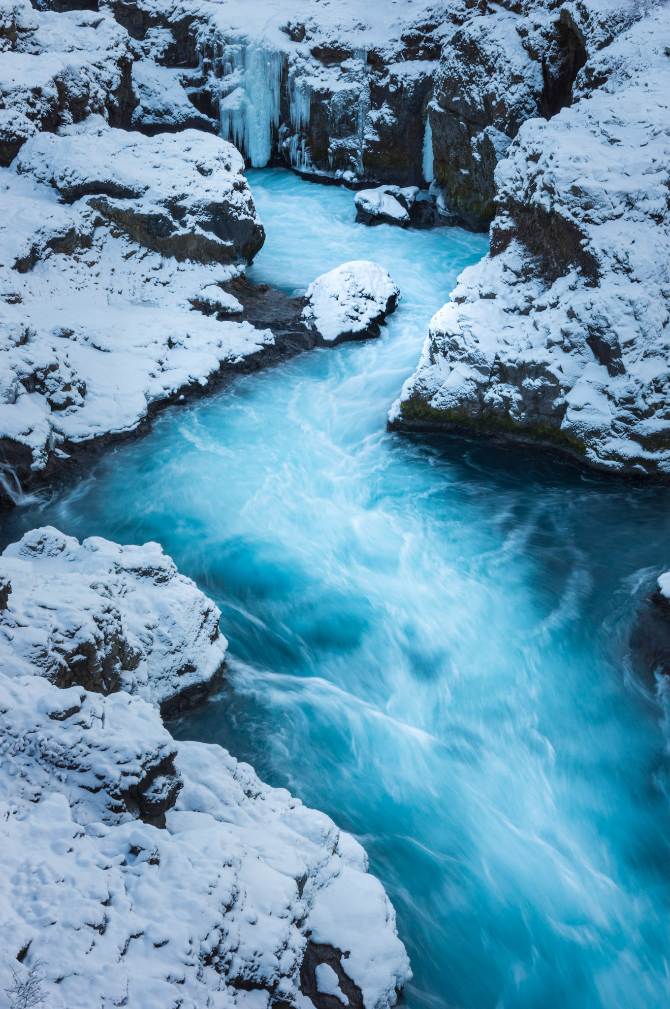 The Hvítá River, near Barnafoss.Vesturland, IcelandFebruary 5, 2016Pentax K-3, SIGMA 18-35mm F1.8 DC HSM A013ISO 100 28 mm  ⅙ sec at ƒ / 16