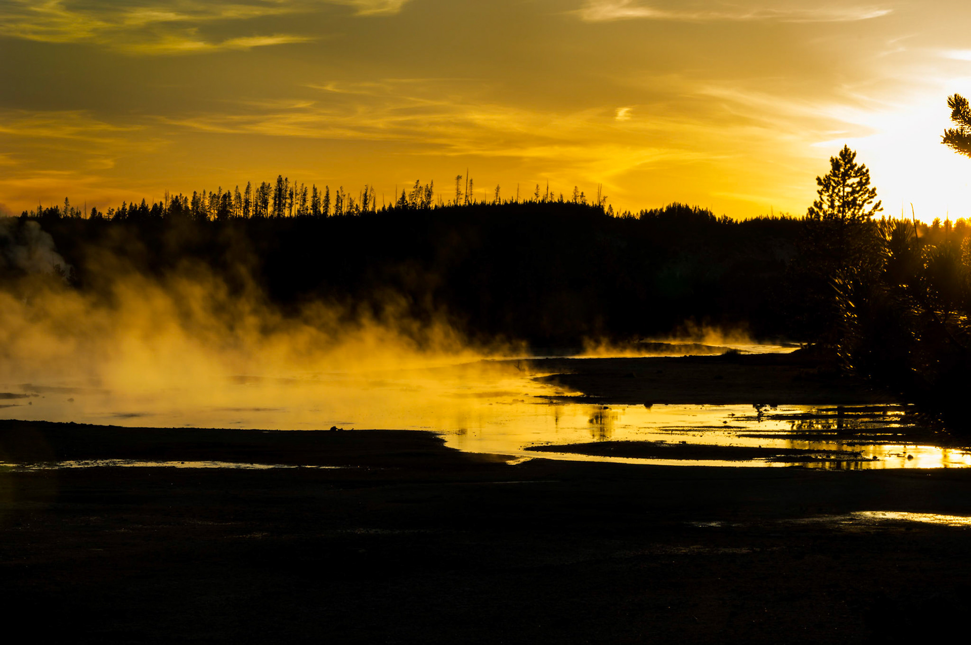 Late evening at the Norris Geyser Basin.Yellowstone National Park11 June 2014PENTAX K-3, Sigma 18-250mm f/3.5-6.3 DC OS HSMISO 100 63 mm  ⅙ sec at ƒ / 22Prints of my work are available from my website at http://www.fingolfinphoto.comFollow me on Facebook at http://www.facebook.com/fingolfinphoto or http://www.facebook.com/pesterleAlso, http://500px.com/pesterle   http://www.flickr.com/photos/fingolfinphoto