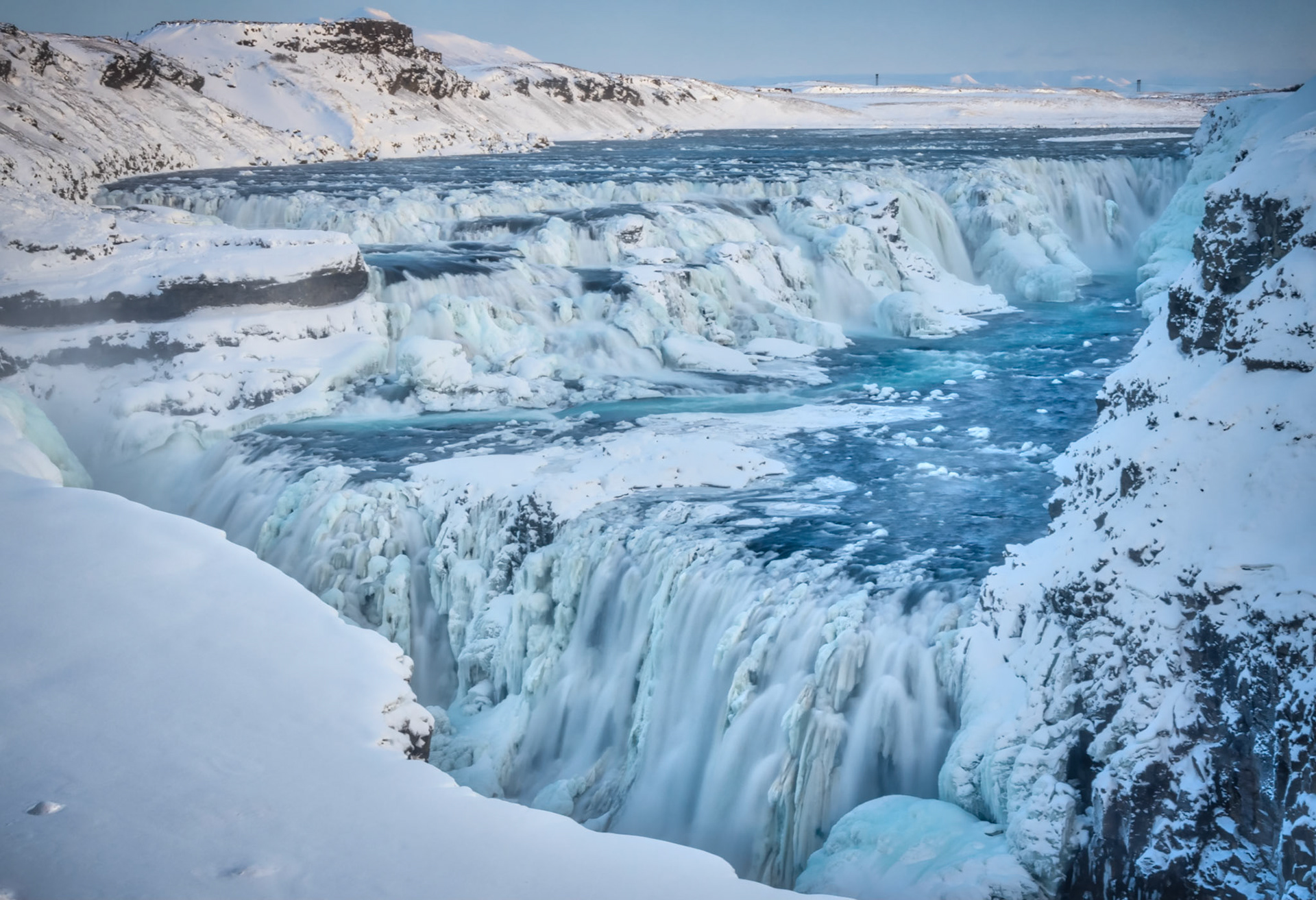 g u l l f o s s  18250Suðerland, IcelandJanuary 31, 2016This is an HDR image merged in Photomatix Pro, with additional processing in Lightroom and Photoshop.PENTAX K-3, Sigma 18-250mm f/3.5-6.3 DC OS HSMISO 100 45 mm  ⅙ sec at ƒ / 11