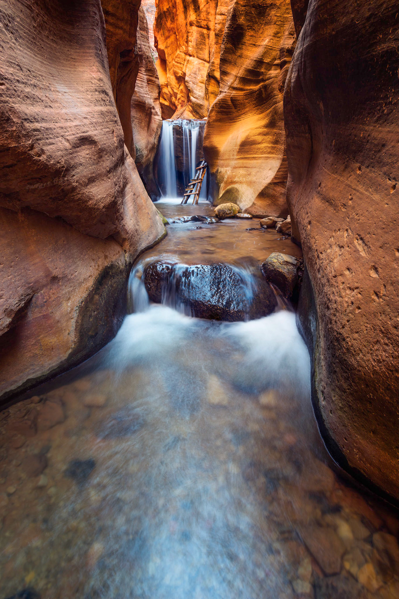 One of the many waterfalls in Kannaraville Canyon, in lnads previously occupied by the Paiute tribe.Kanarraville, UtahNovember 14, 2017PENTAX K-1, HD PENTAX-D FA 15-30mm F2.8ED SDM WRISO 100 18 mm  1.6 sec at ƒ / 16