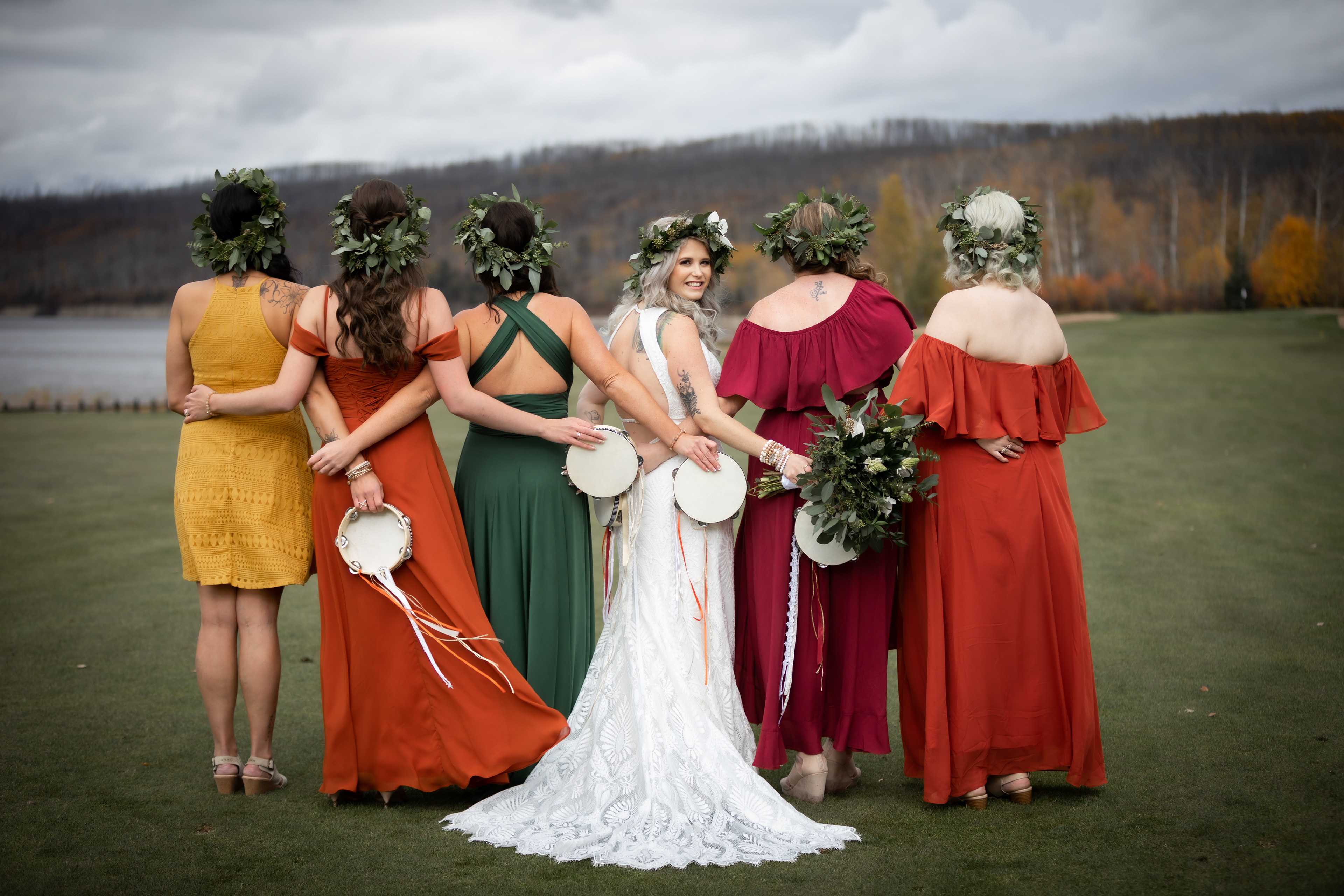 Bridal party in the fall of Edmonton