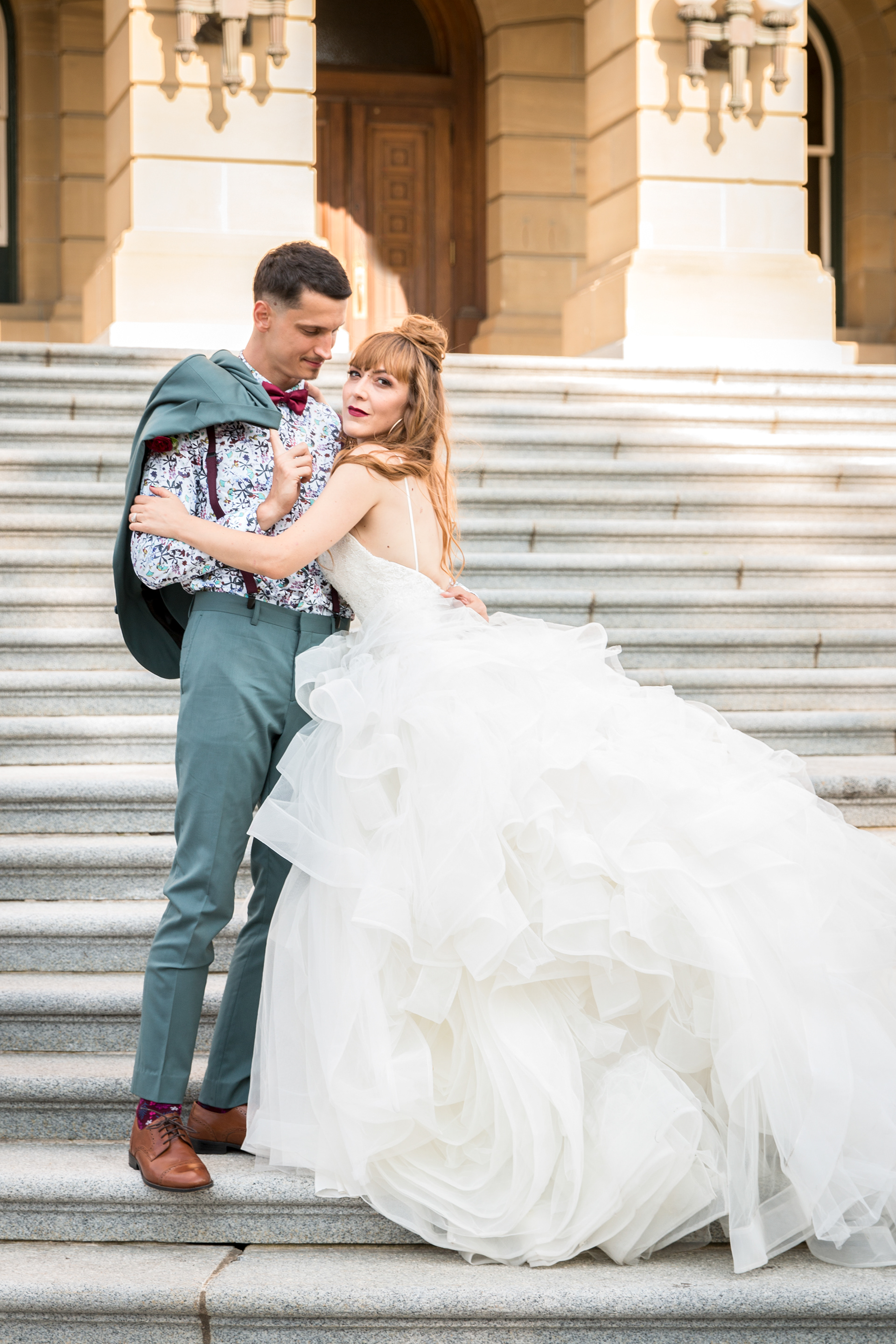 bride and groom at the Alberta Legislator