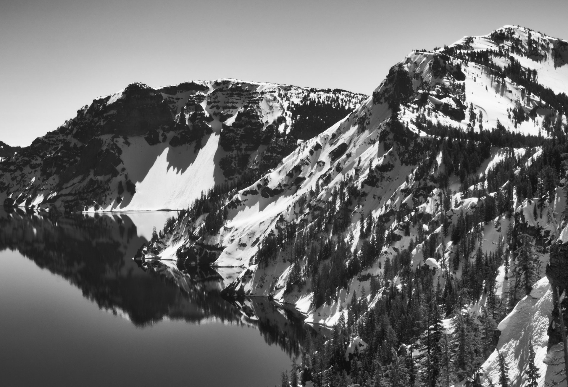 Light, Shadow, and Snow on the Rim of Crater Lake