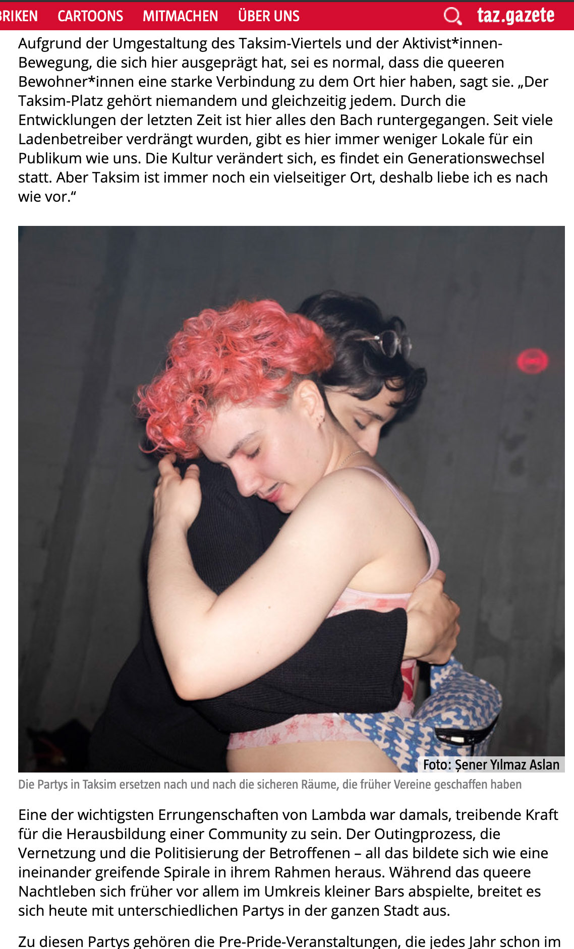 Taz, Germany, LGBTI people in Istanbul