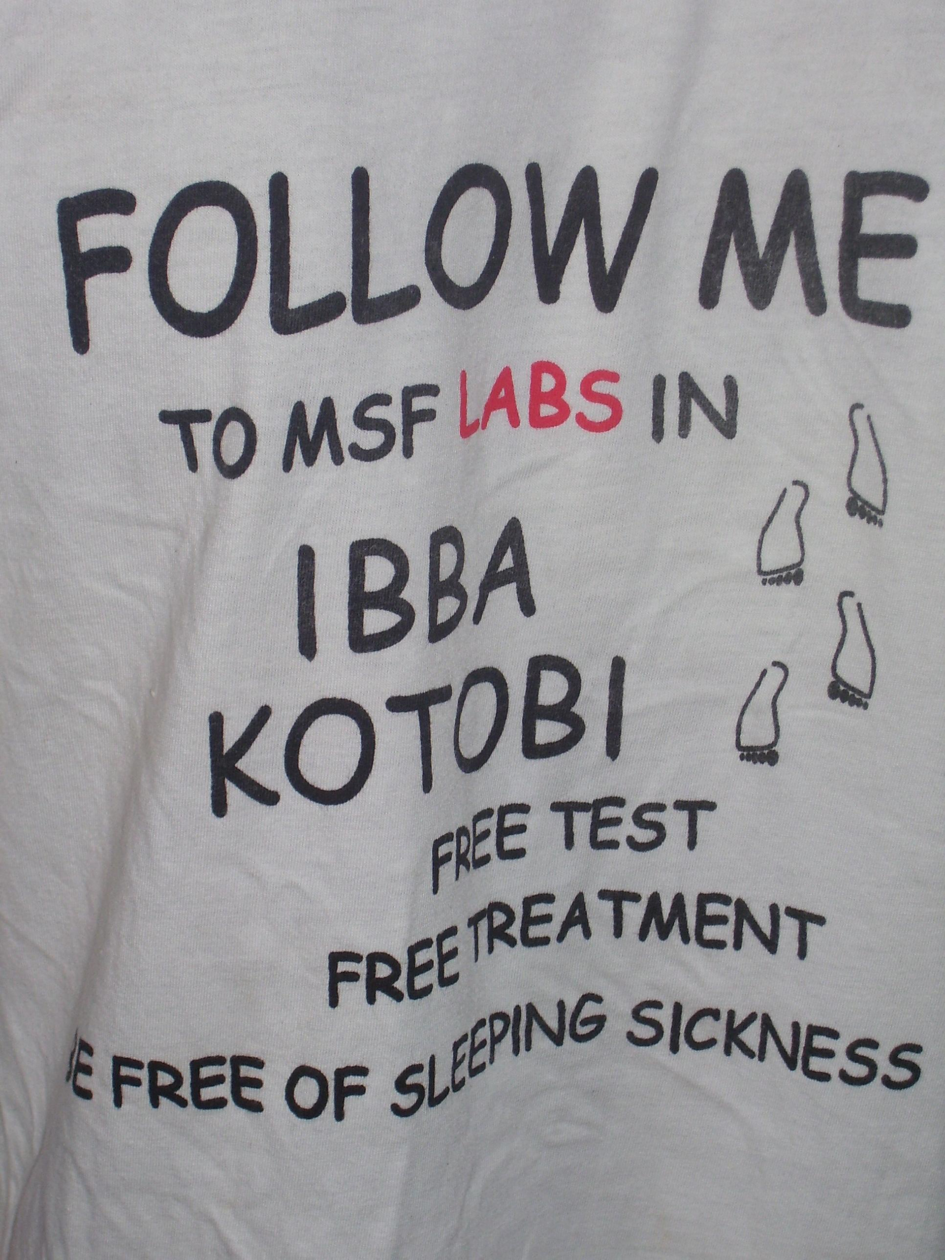 An old T-shirt of a Sleeping sickness vertical program of MSF