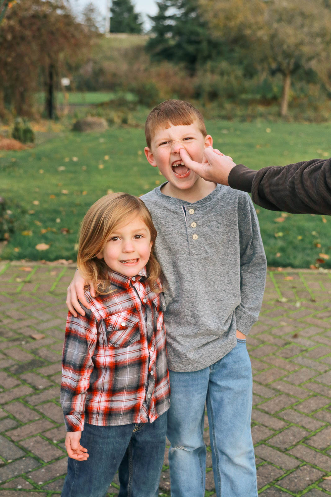 Two brothers goofing off