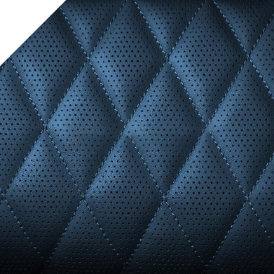 Diamond Stitch Perforated Blue Leather
