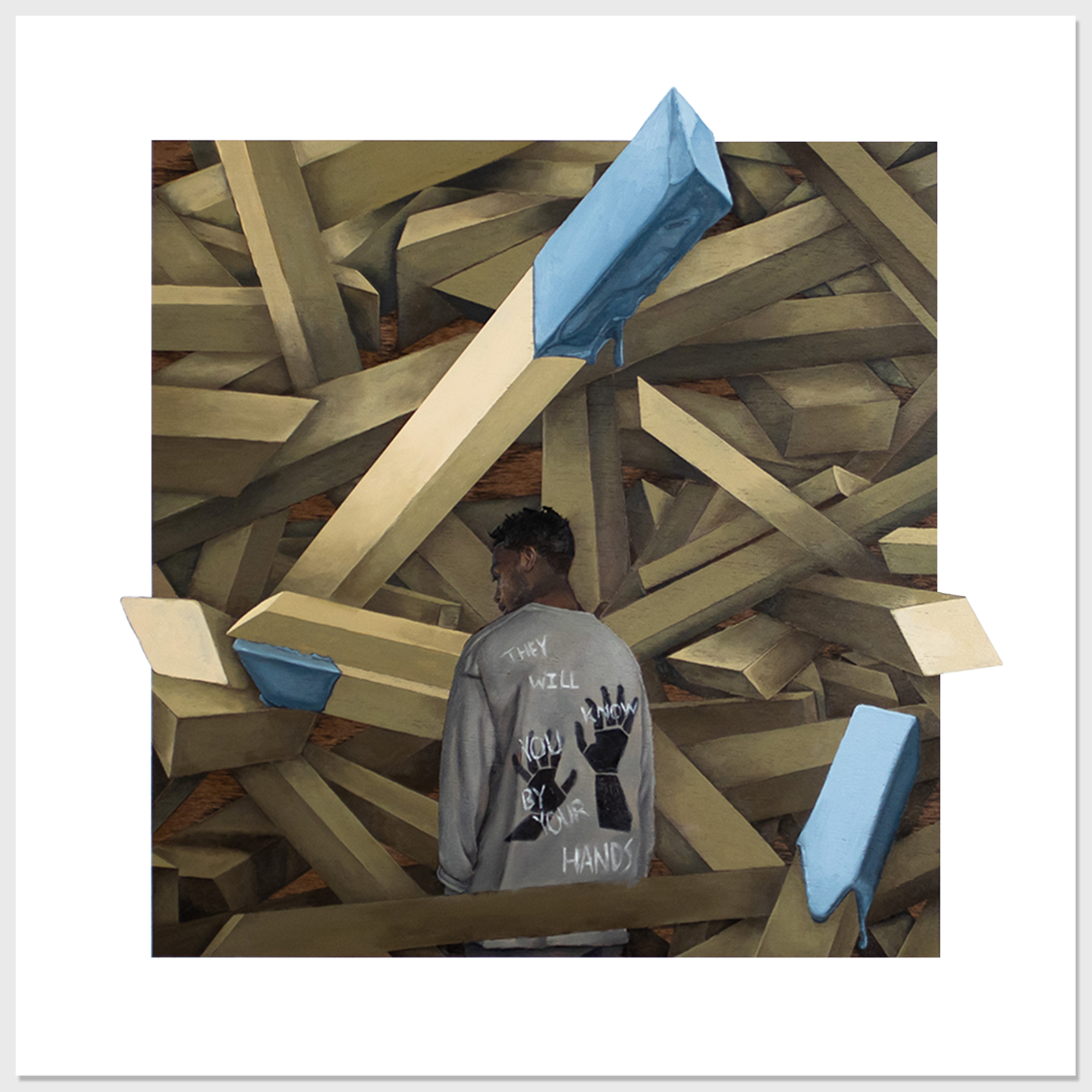 They Will Know You By Your Hands, 2020, Oil & Acrylic on Wood Panel, 24h x 24w in.