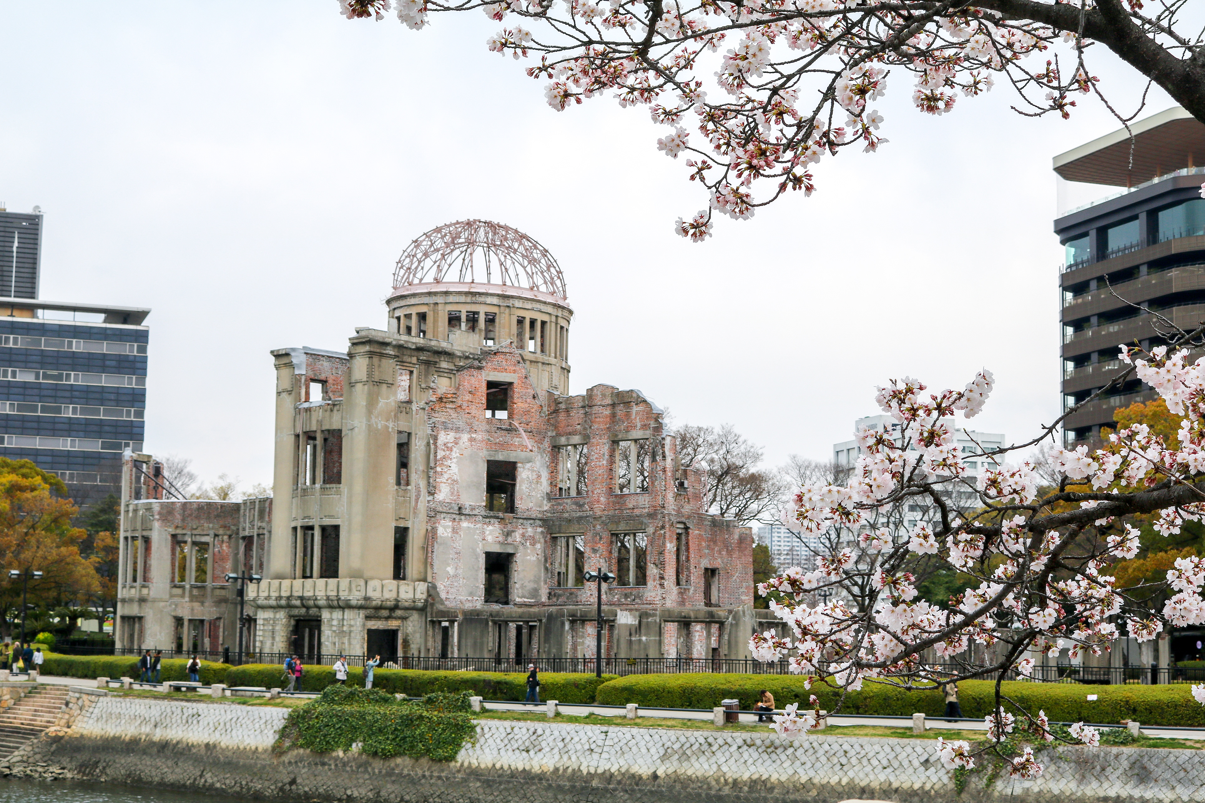 Genbaku dome and cherry blossom in Hiroshima, Japan, 2017