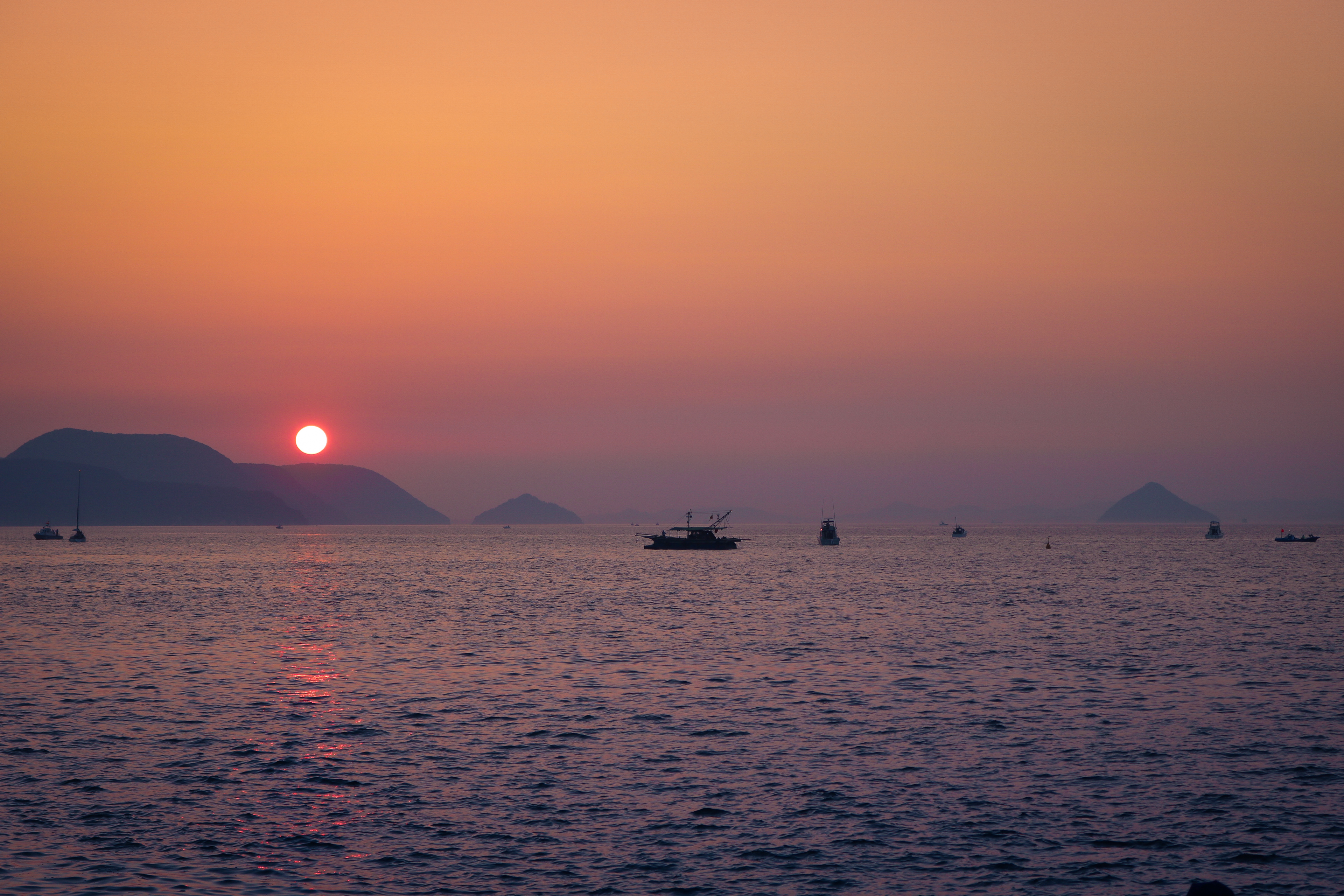Sunset over the Seto Inland Sea, Japan, 2016