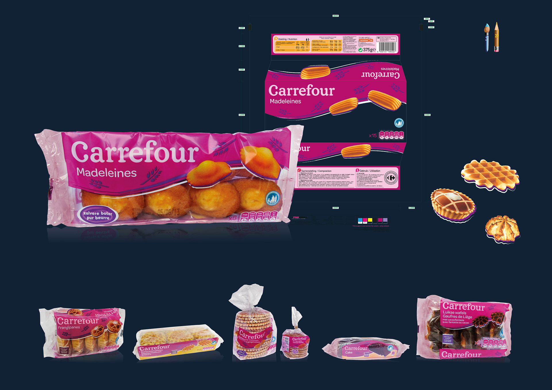 Pink Zebra Carrefour, Adaptive packaging, artwork, 3D simulation, print ready files