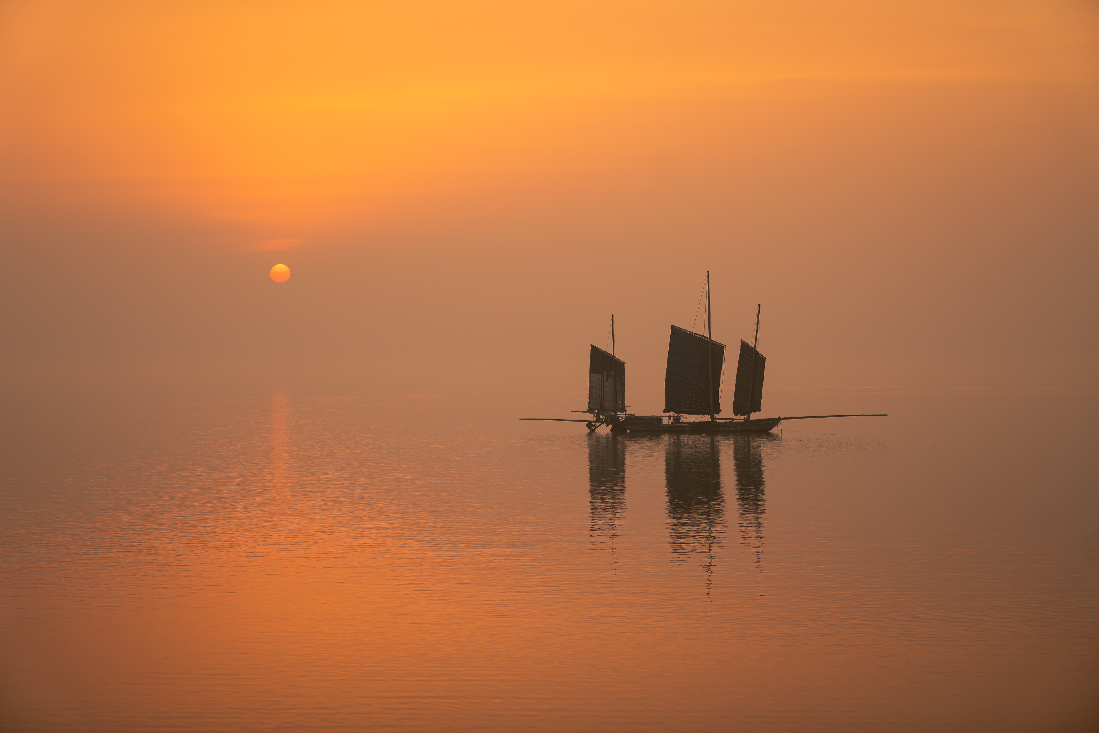 Sailboat at Sunset, China
