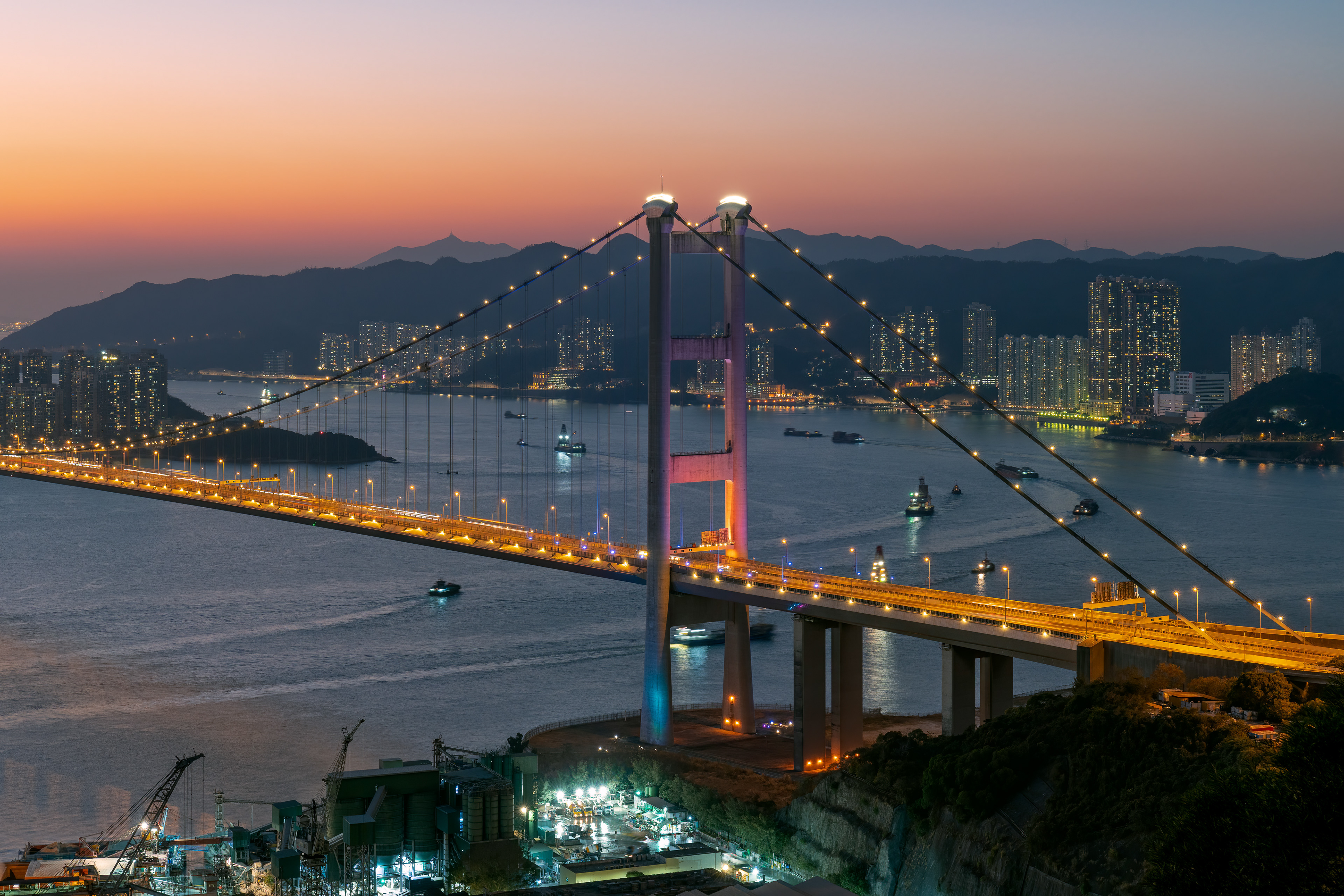 Bridge tower of Tsing Ma Bridge, Hong Kong