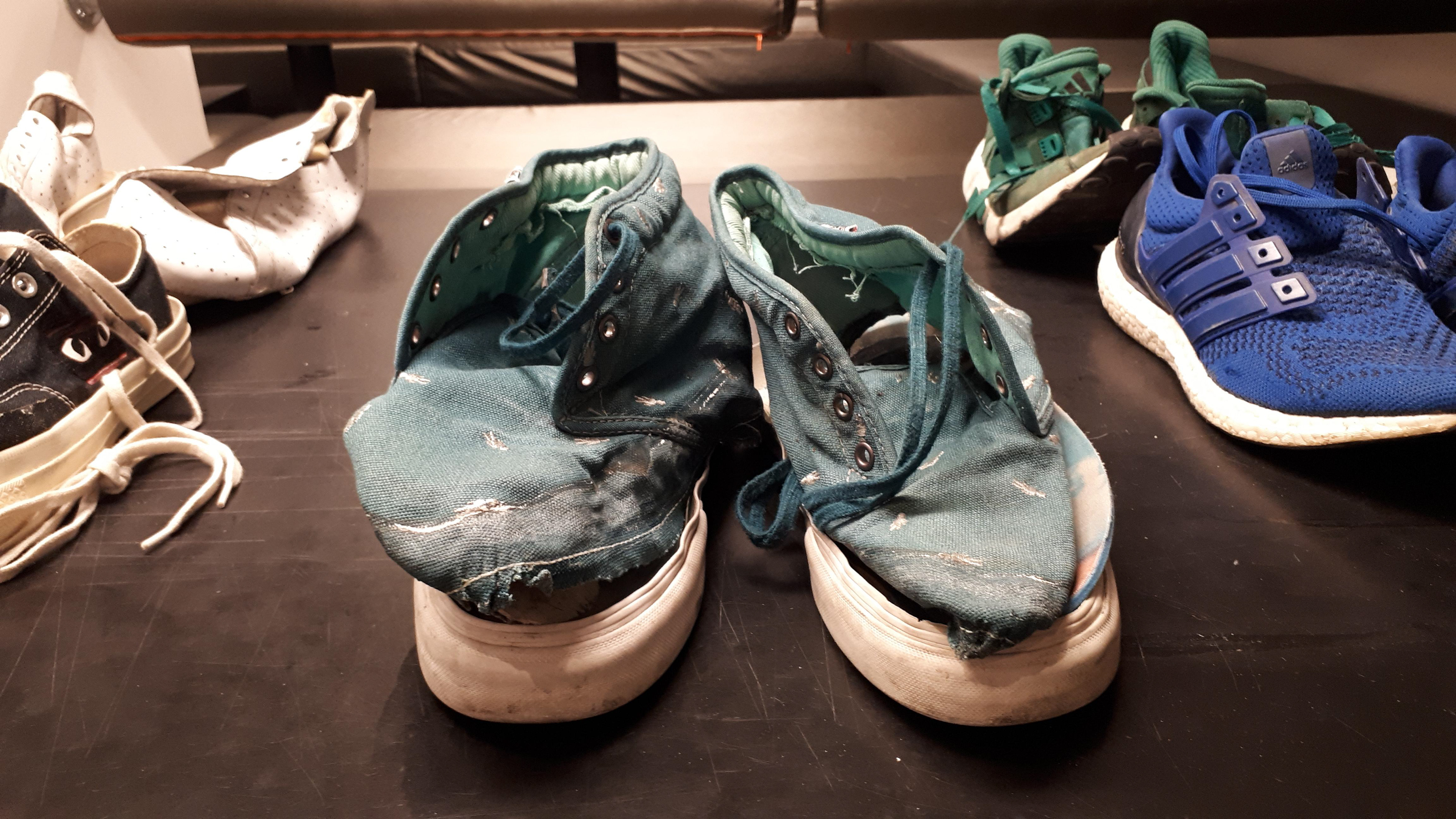 The shoes ripped a part