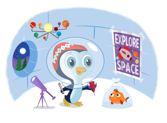 "Presley's Space Spectacular" interior illustration; Illustration and Design; © Hallmark Cards, Inc.