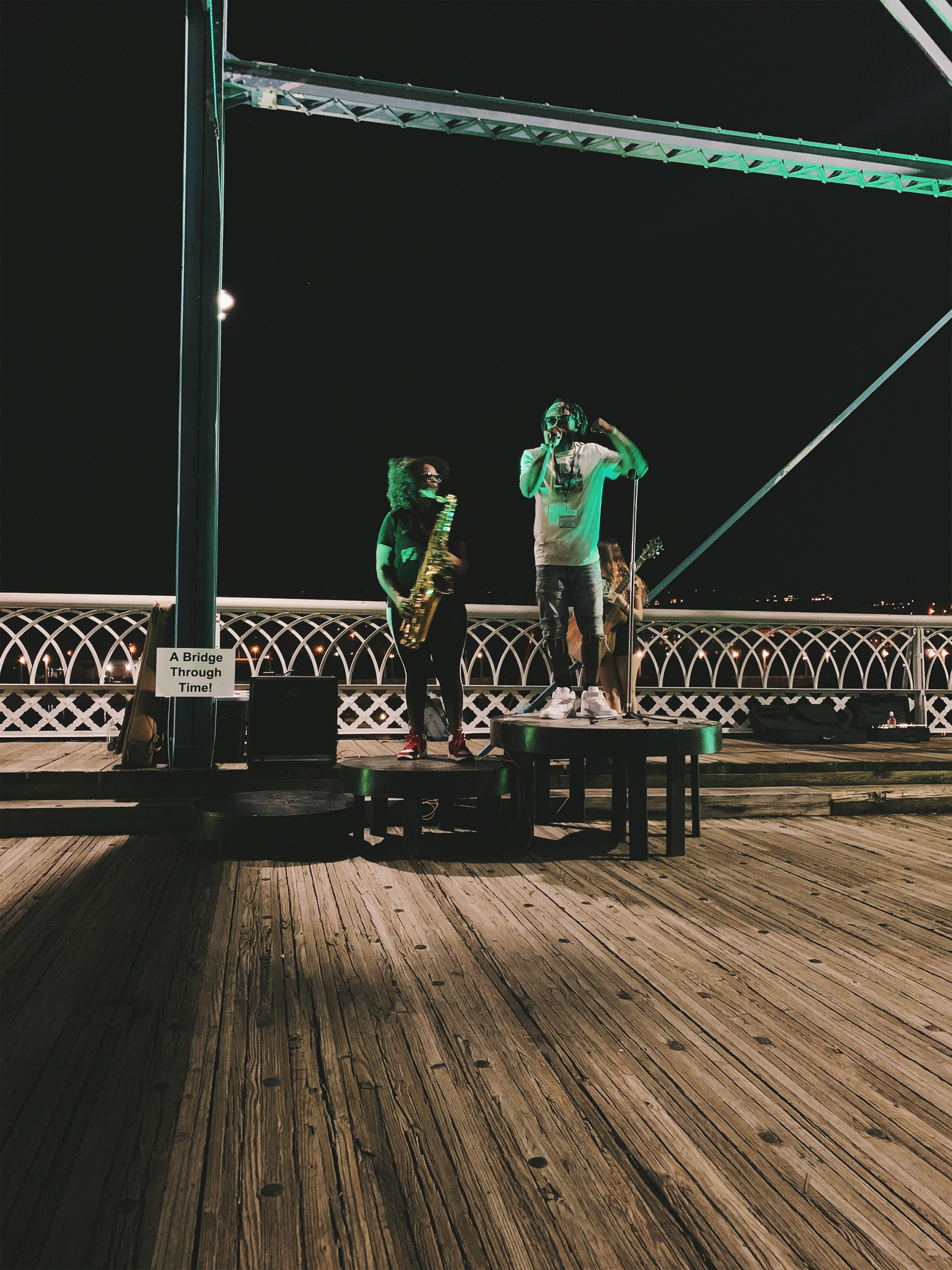 A Bridge Through Time storytelling activation on Walnut Street Pedestrian Bridge