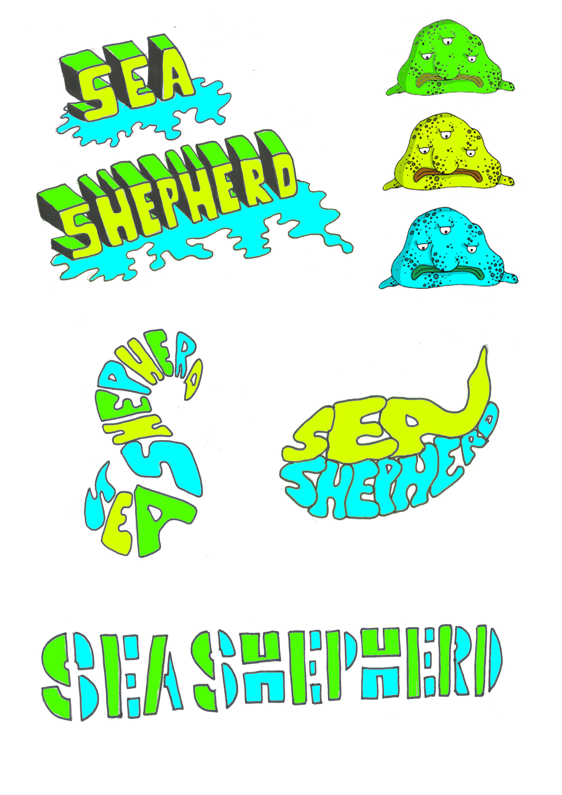 Typography and illustration, promoting Sea Shepherd conservation group.