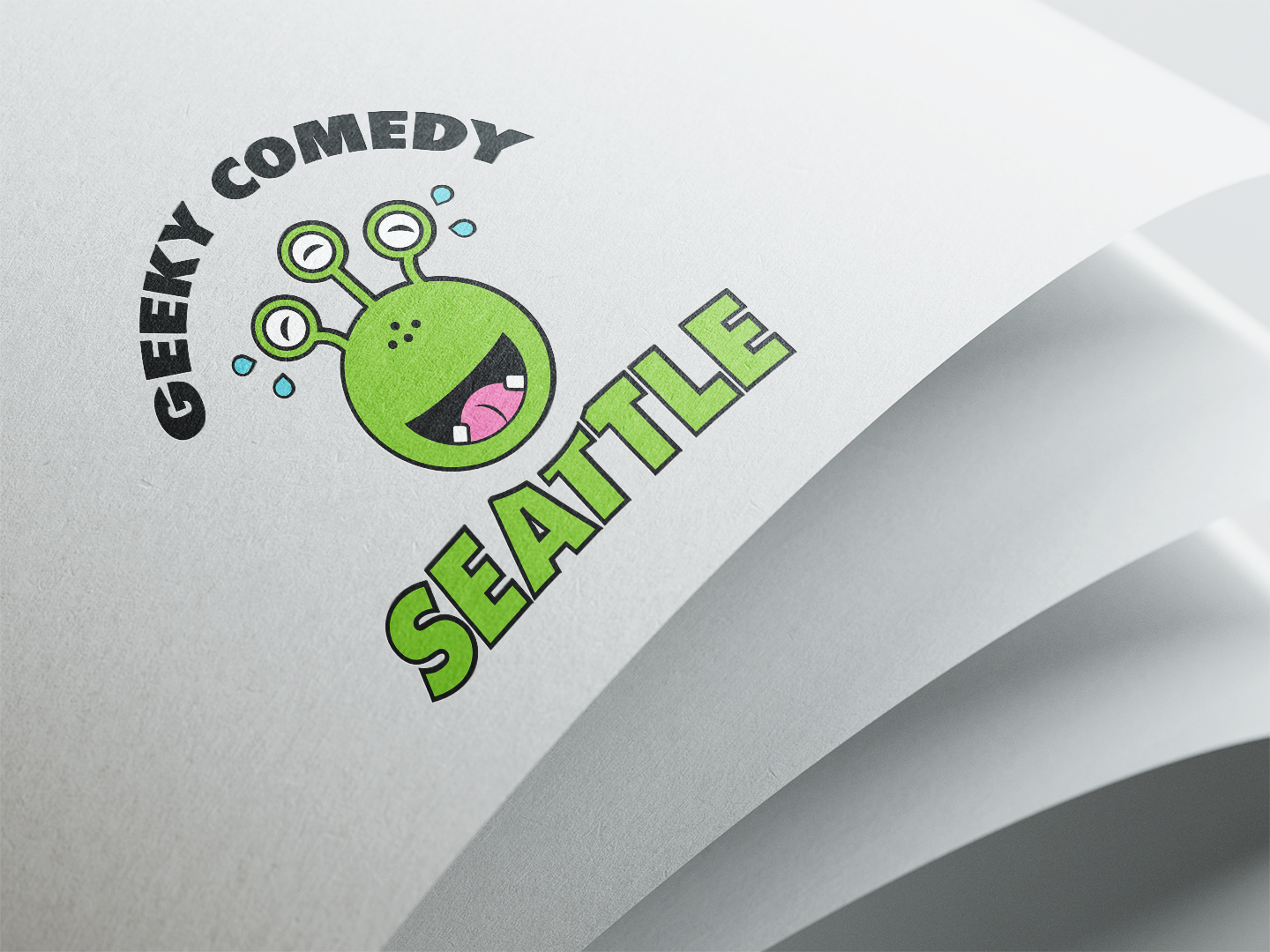 Logo system for Geeky Comedy Seattle.