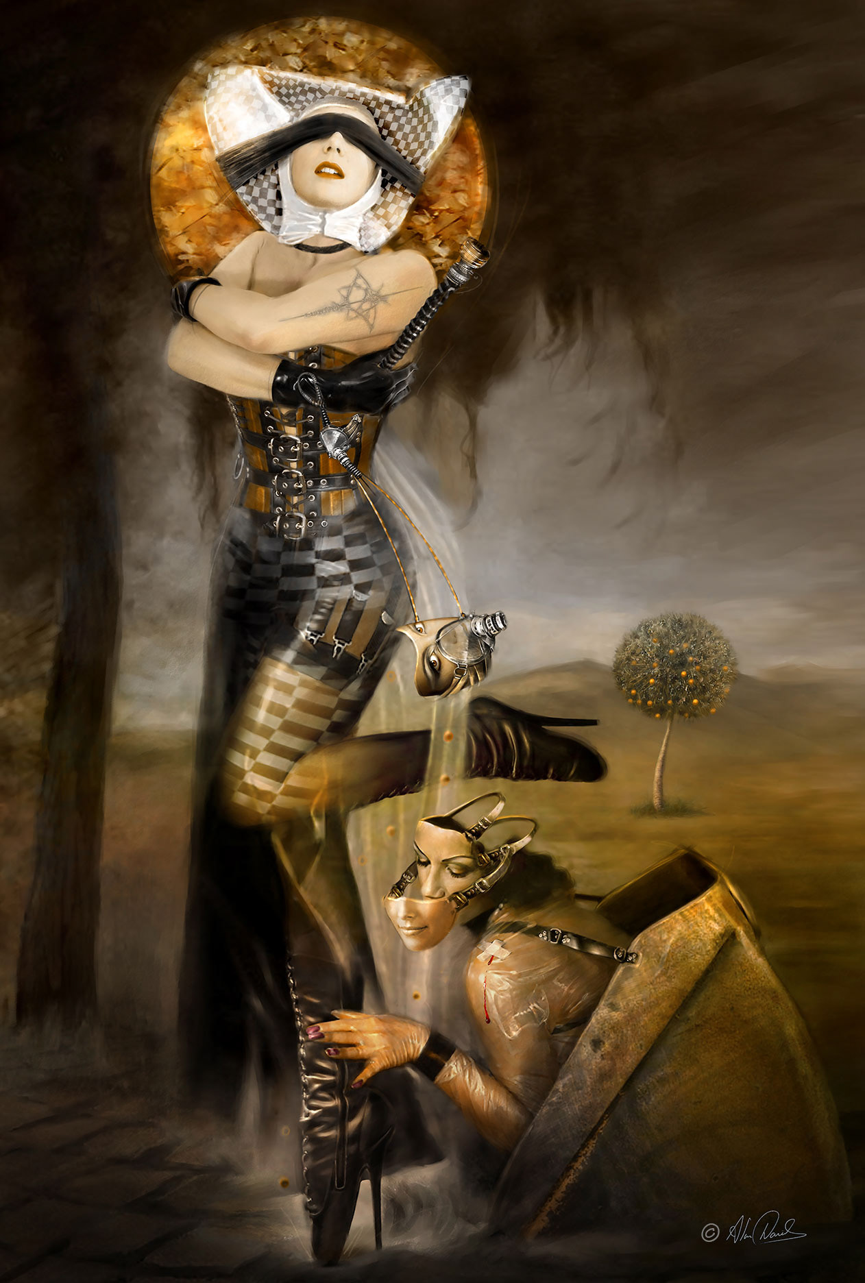 Teo apocalyptical ladies one admiring the others boots.