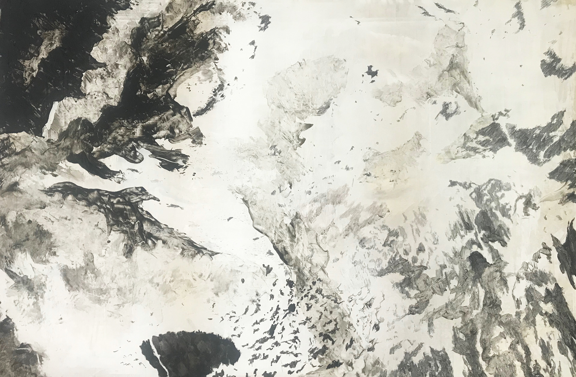 Hidden 'Valley Glencoe (after Wu Yuanzhi)' 10/2/20 (oil paint, pencil and marker pen on paper) 65x90cm