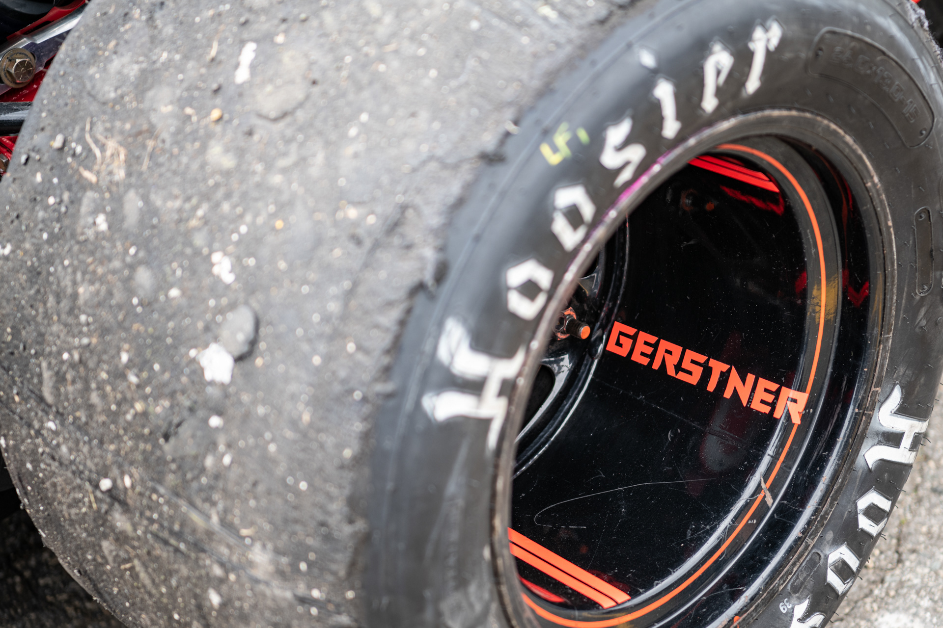 Jeremy Gerstner's wheel before practice at Caraway Speedway in Sophia, N.C. on March 13, 2021.