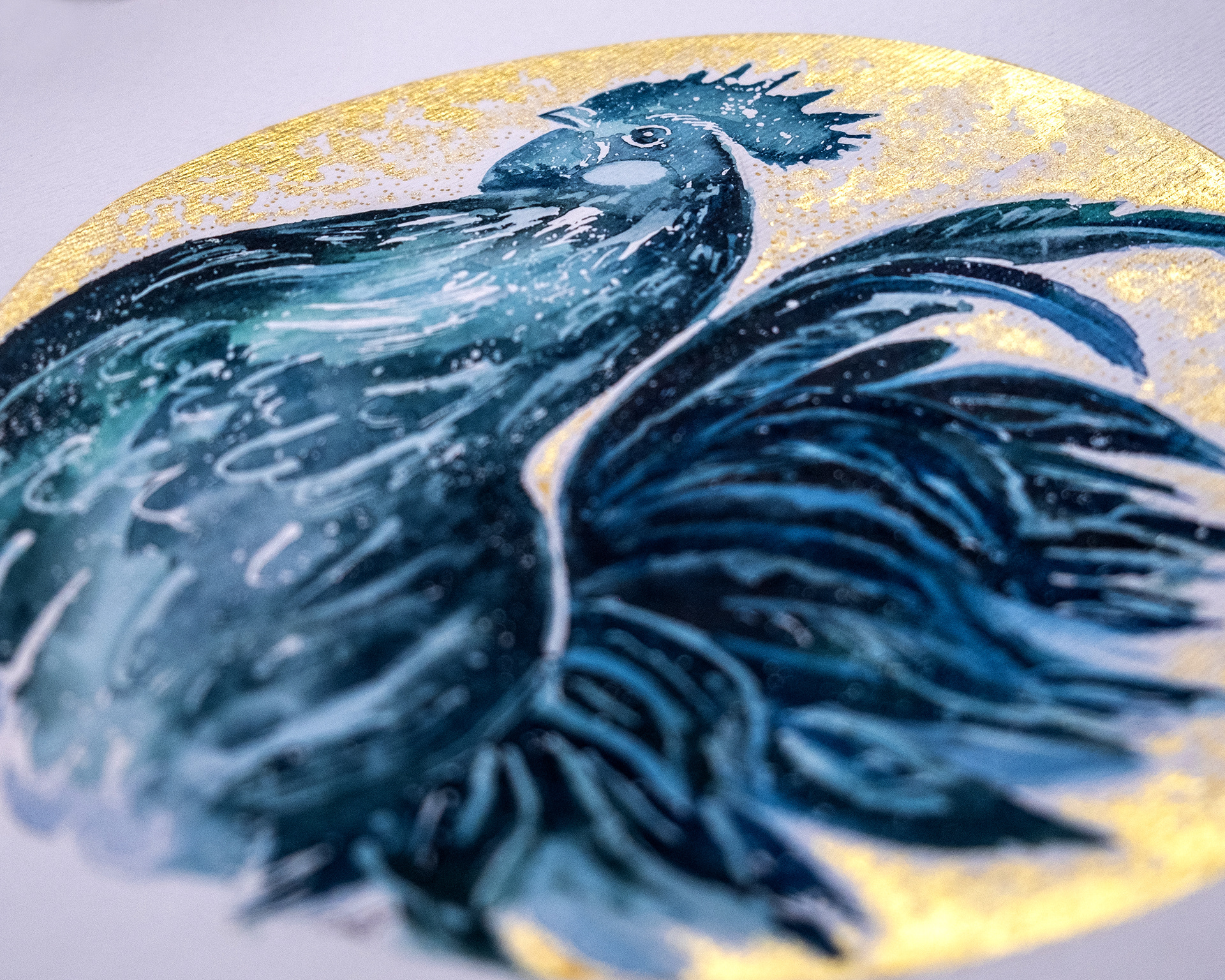 Close up of Hand-Painted Moon Calendar