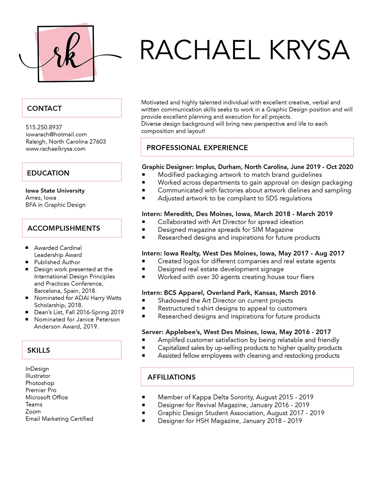 Rachael Krysa - Resume