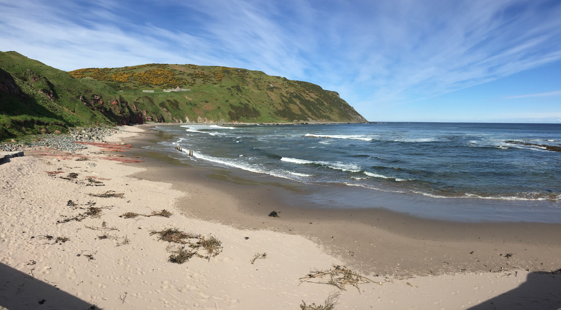 High tide on the sandy beach