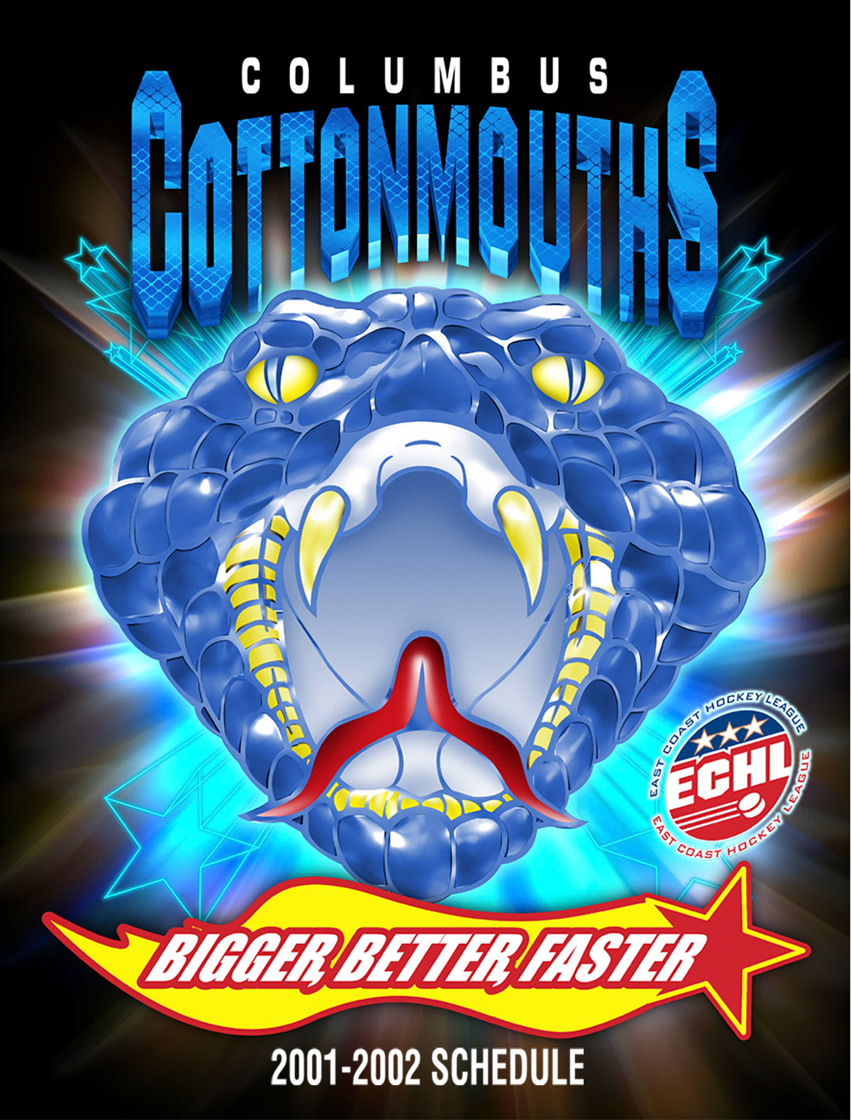 Columbus Cottonmouths hockey team design used for posters and pocket schedules.