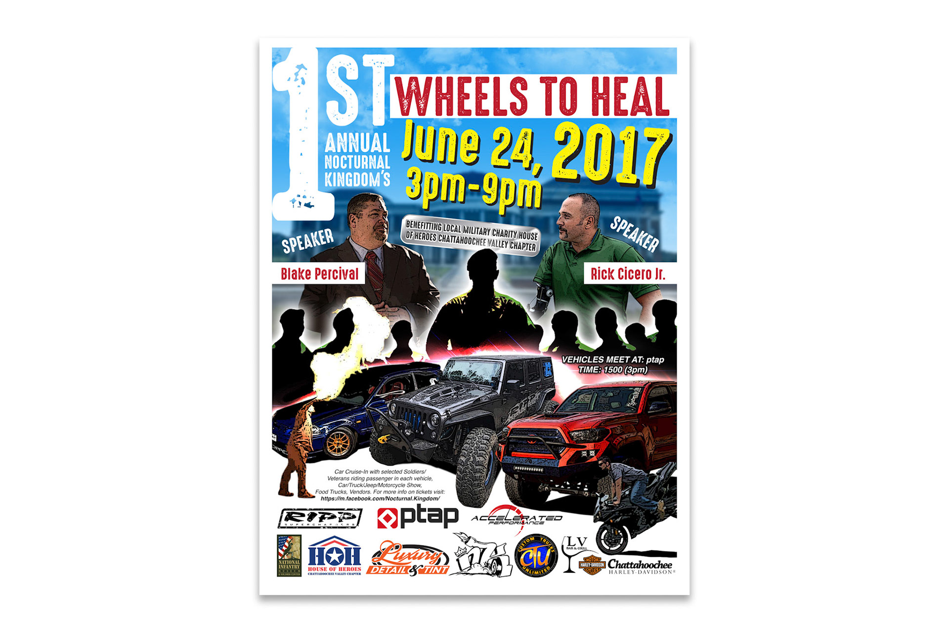 Flyer/digital media design for "Wheels to Heal."