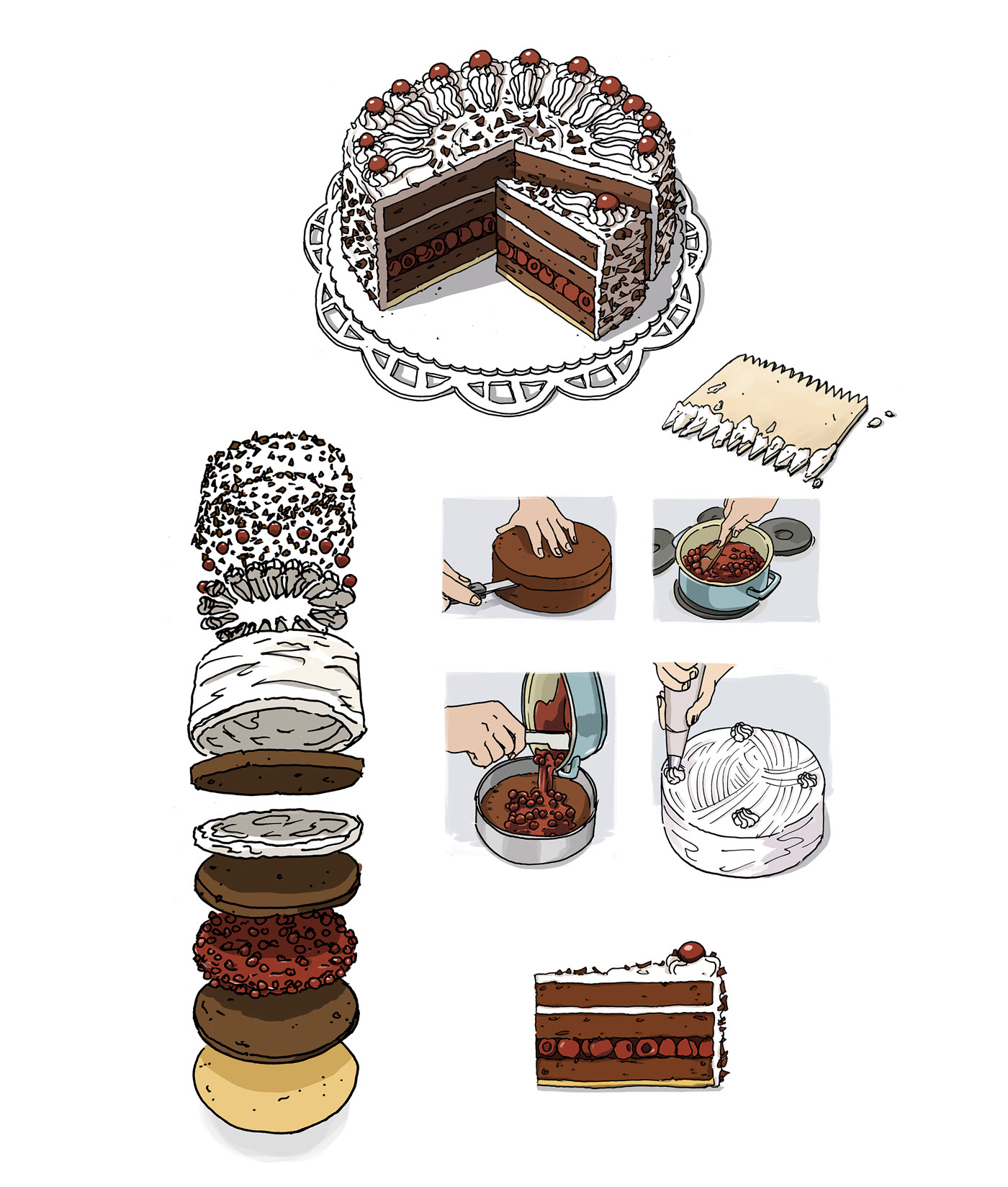 schwarzwälderkirschtorte illustration by sketjet