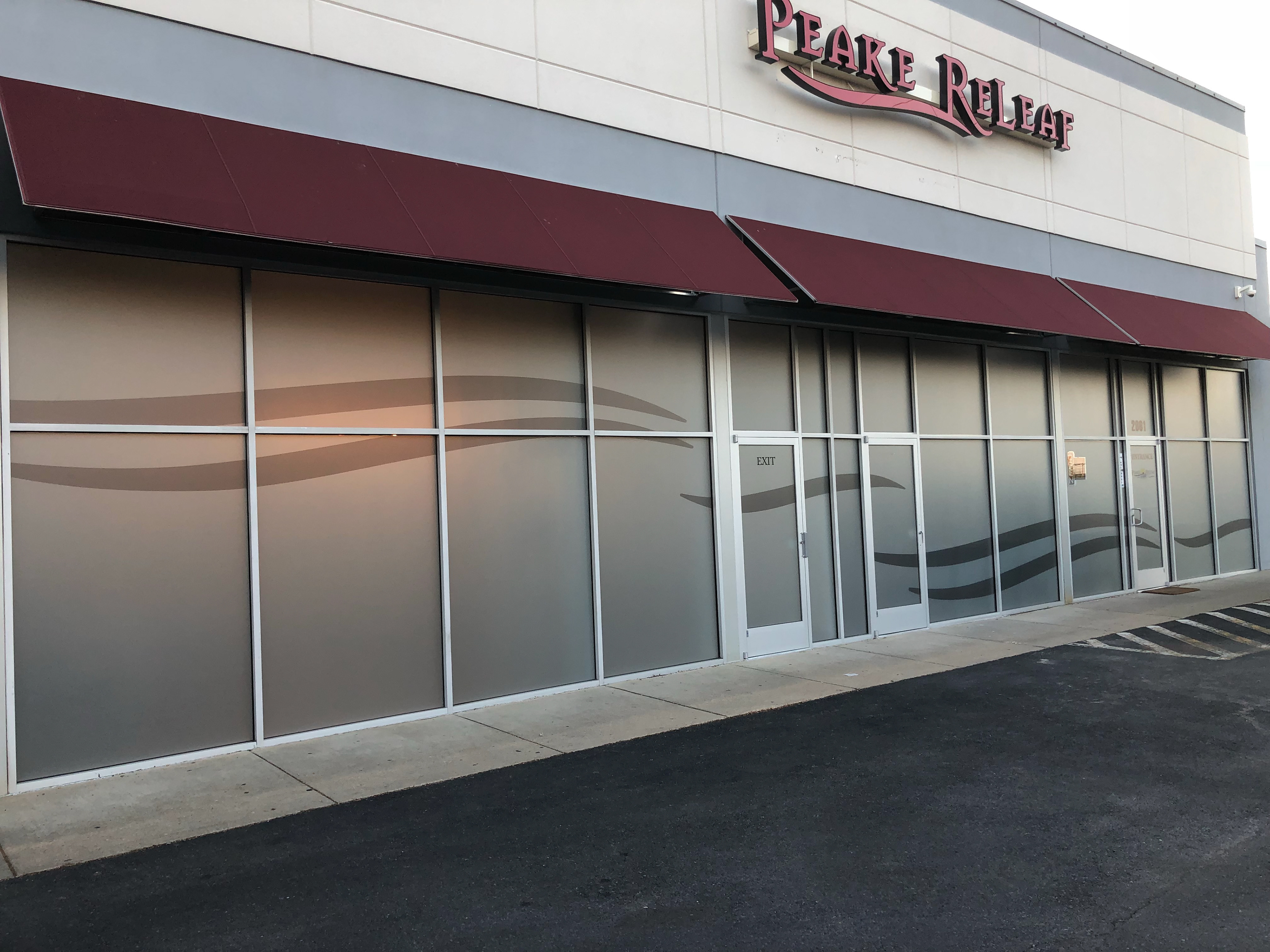 Window coverings for Medical Cannabis Dispensary and backlit retail signage