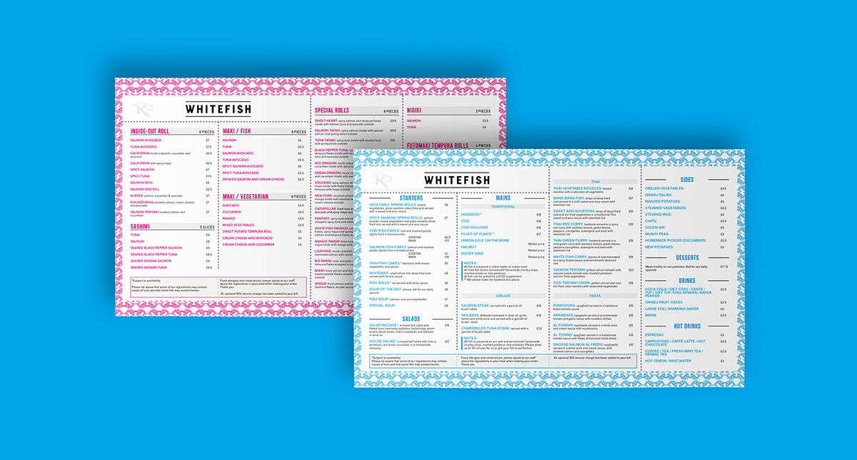 Whitefish new in-house menu design.
