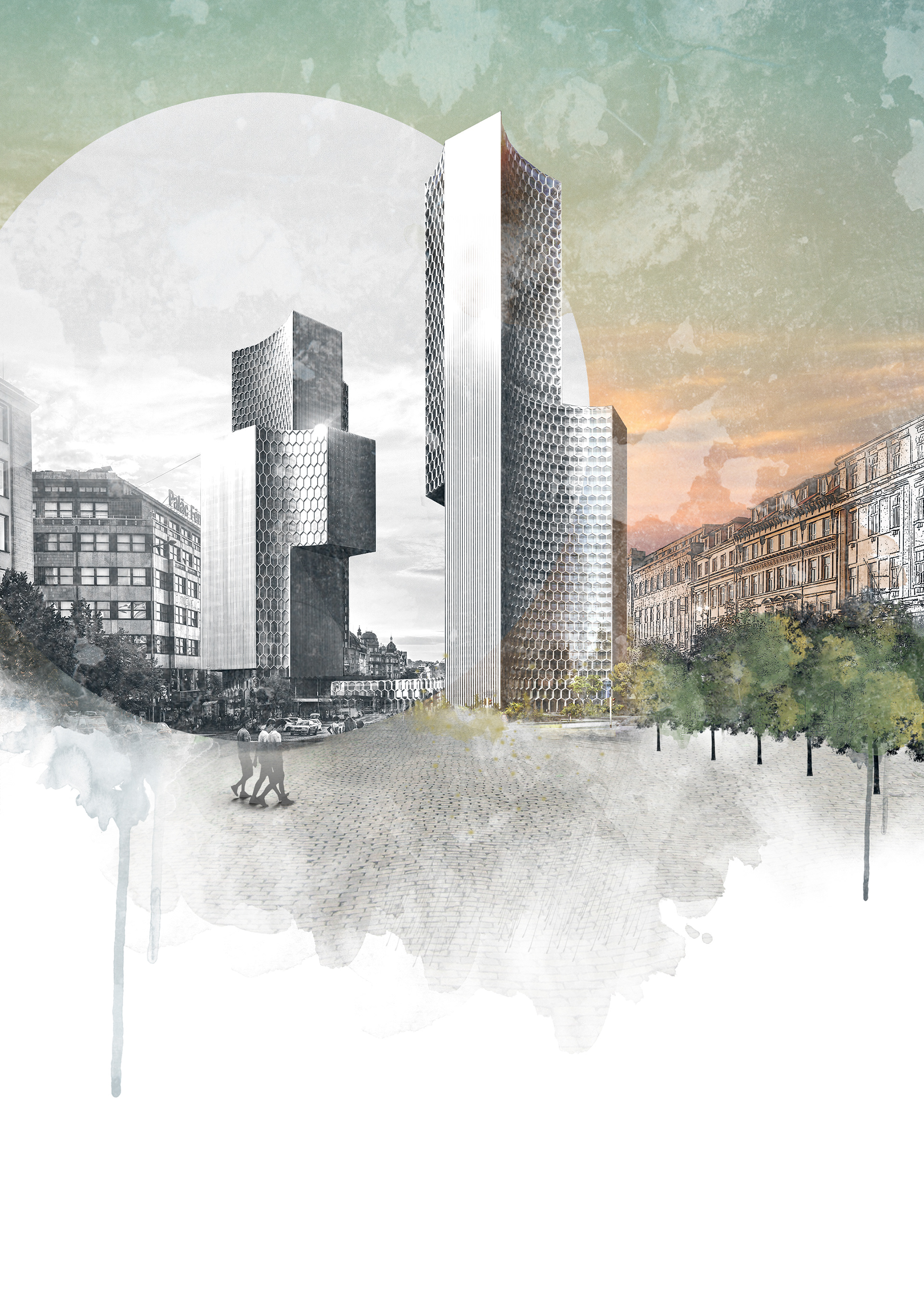 Arkitekturillustration till portfoliomagasin