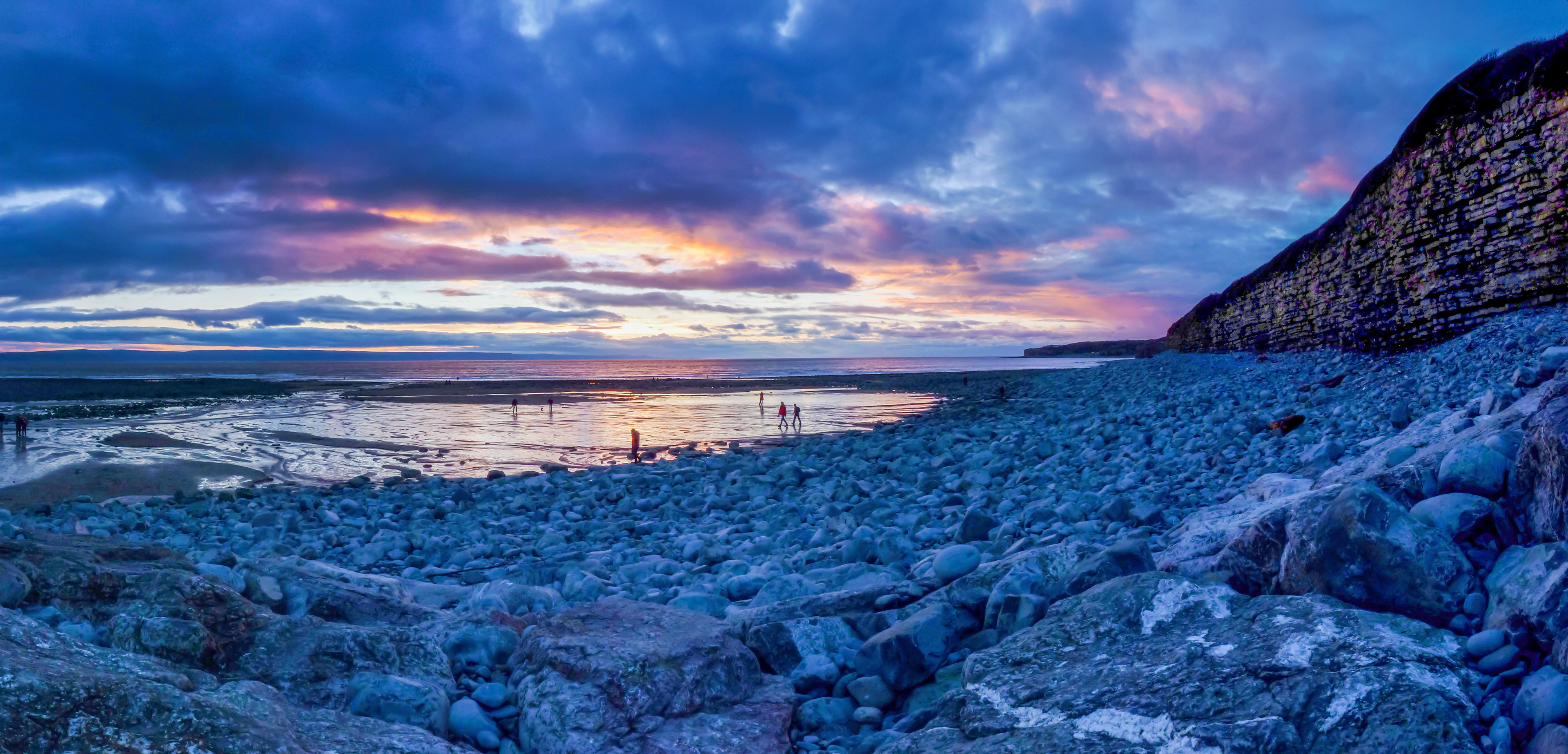 Llantwit Beach and People Sunset