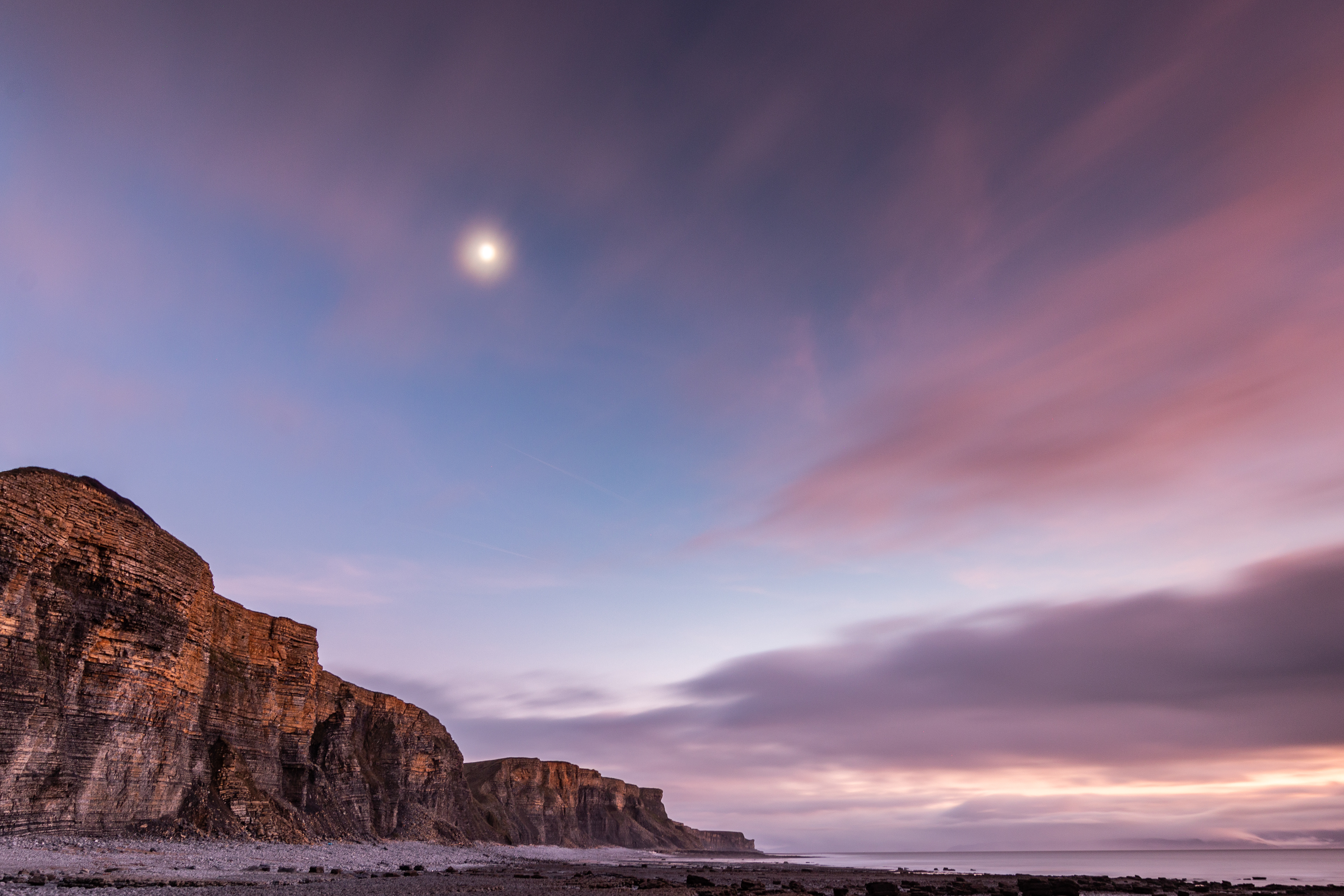 Traeth Mawr Sunset Moon