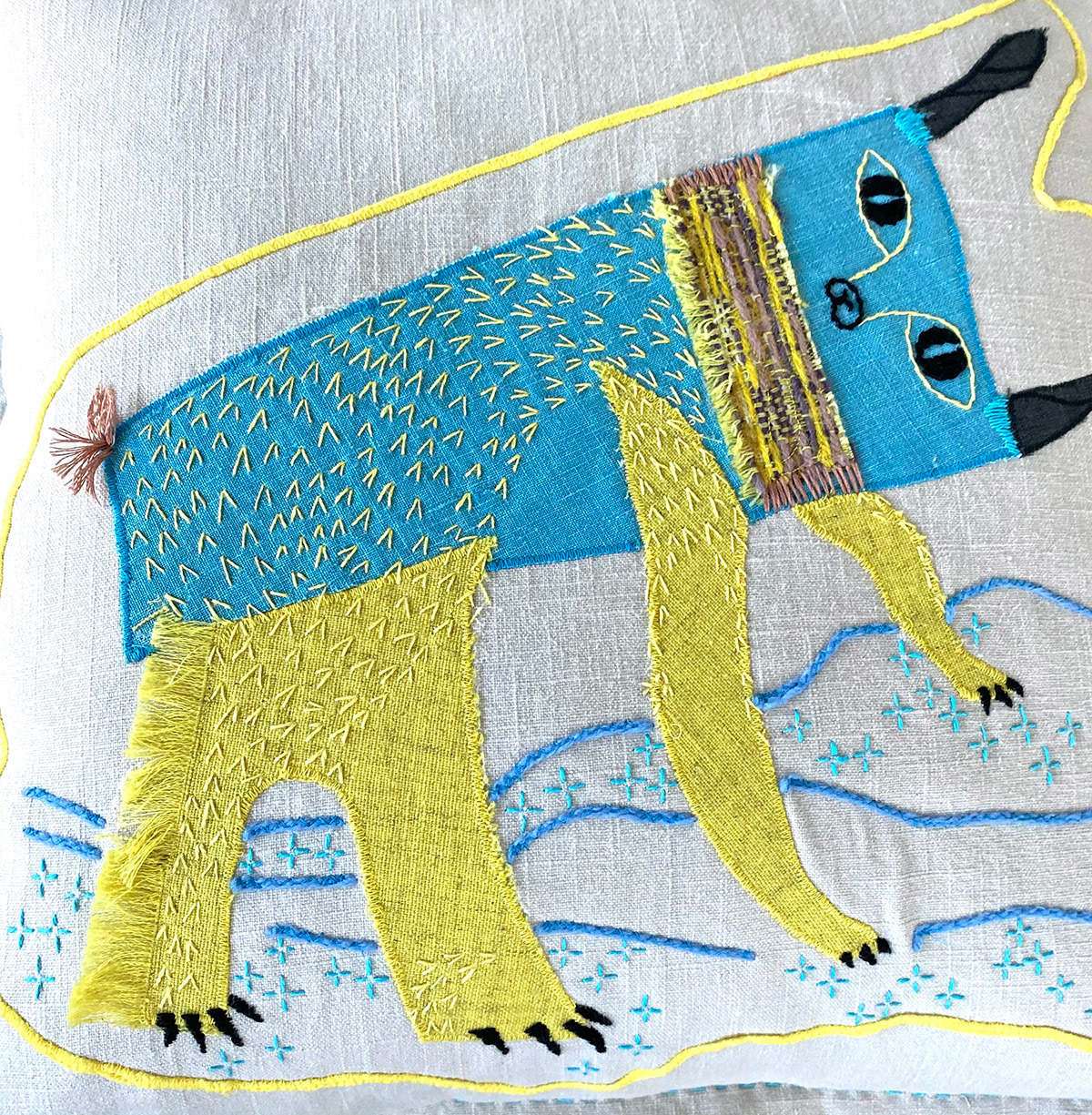 Dog embroidery detail