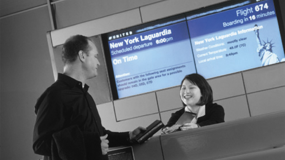 First install at gate B11 at O'Hare, using Clarity rear-projection video cubes