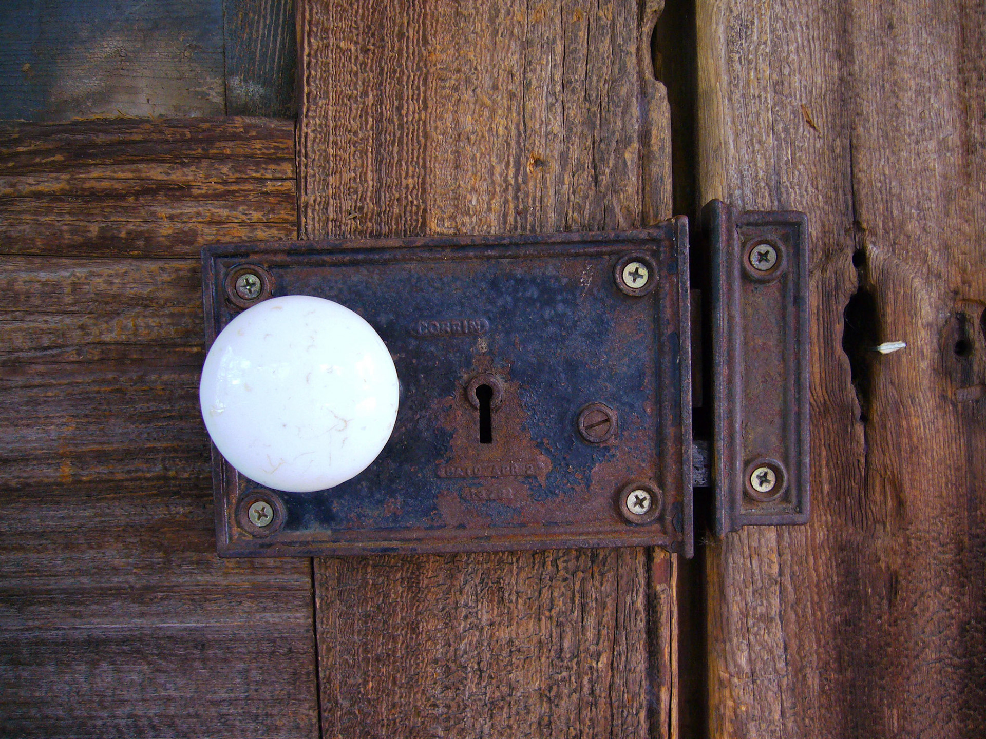The doorknob on an old door in Bastrop Texas.