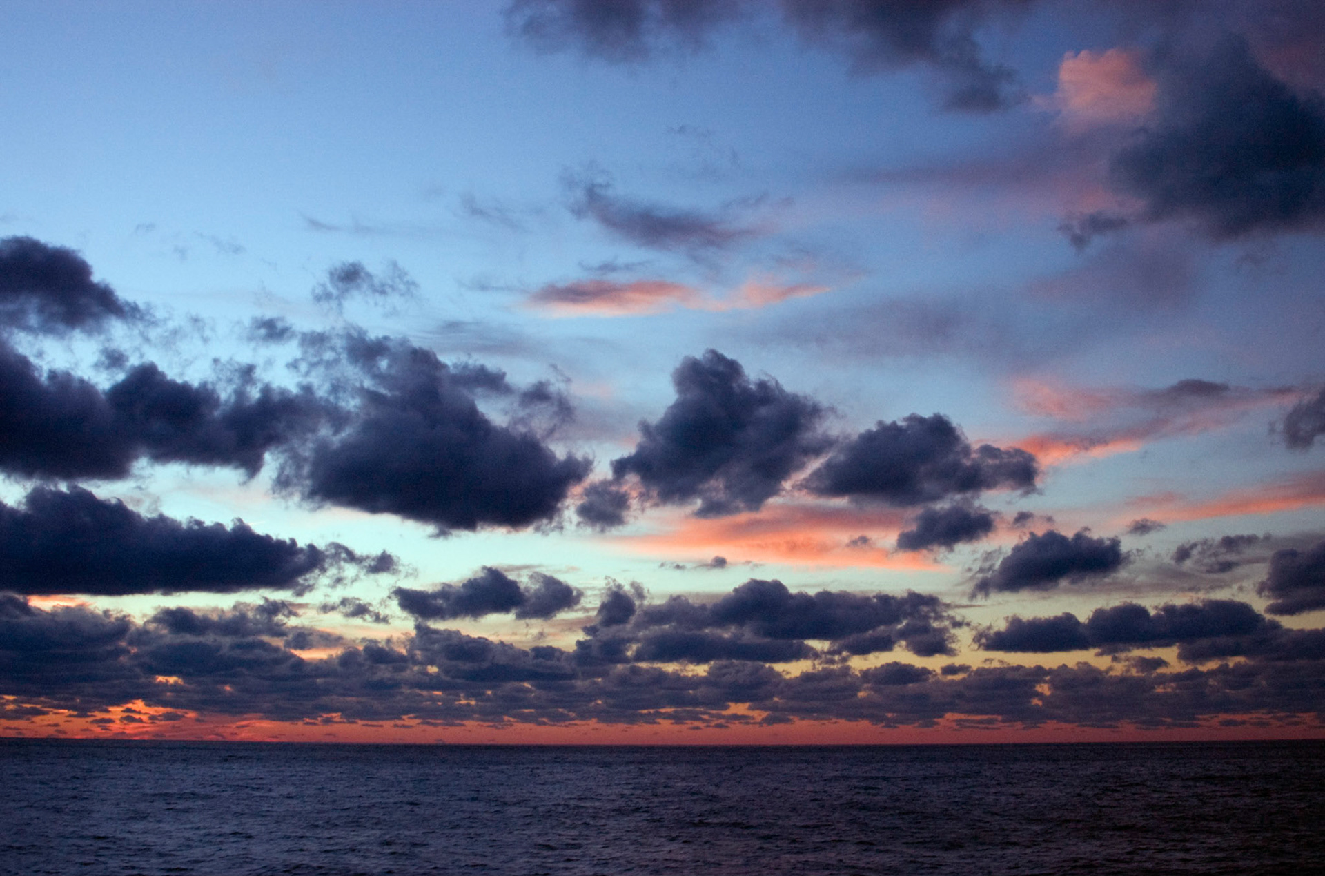 The morning sky over the Caribbean Sea.