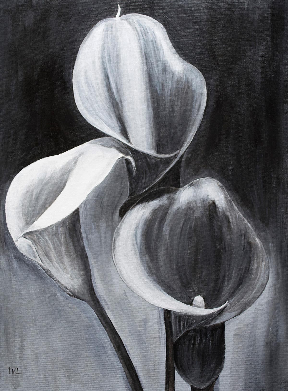 LILIES - 18 x 24 Acrylic on Canvas Board $210