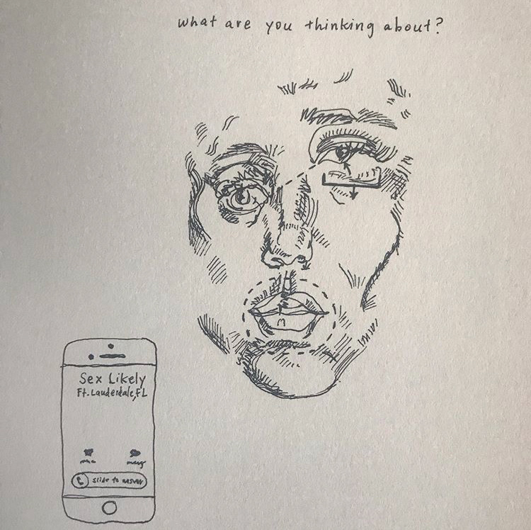 surreal self-portrait; ink pen