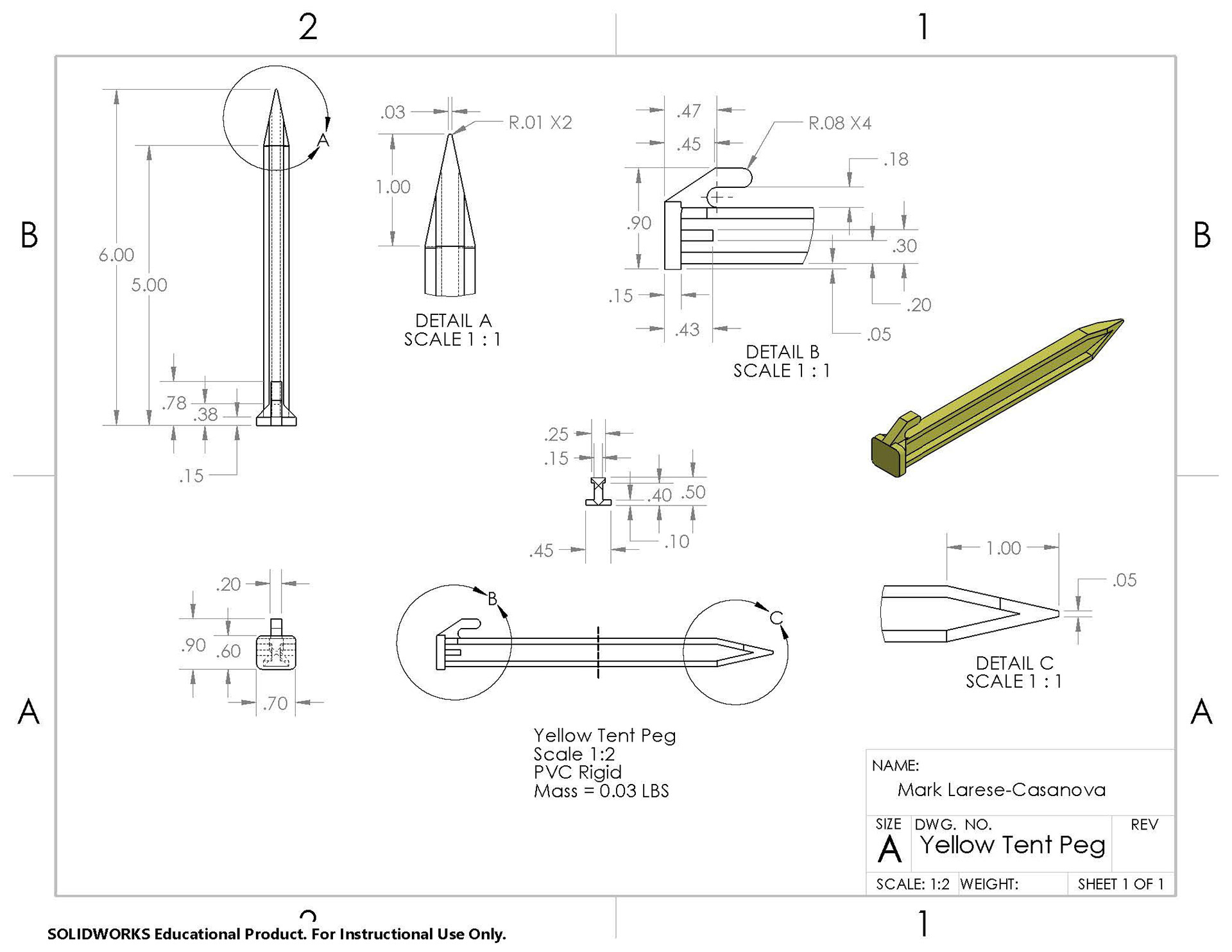Classic Yellow Tent Peg