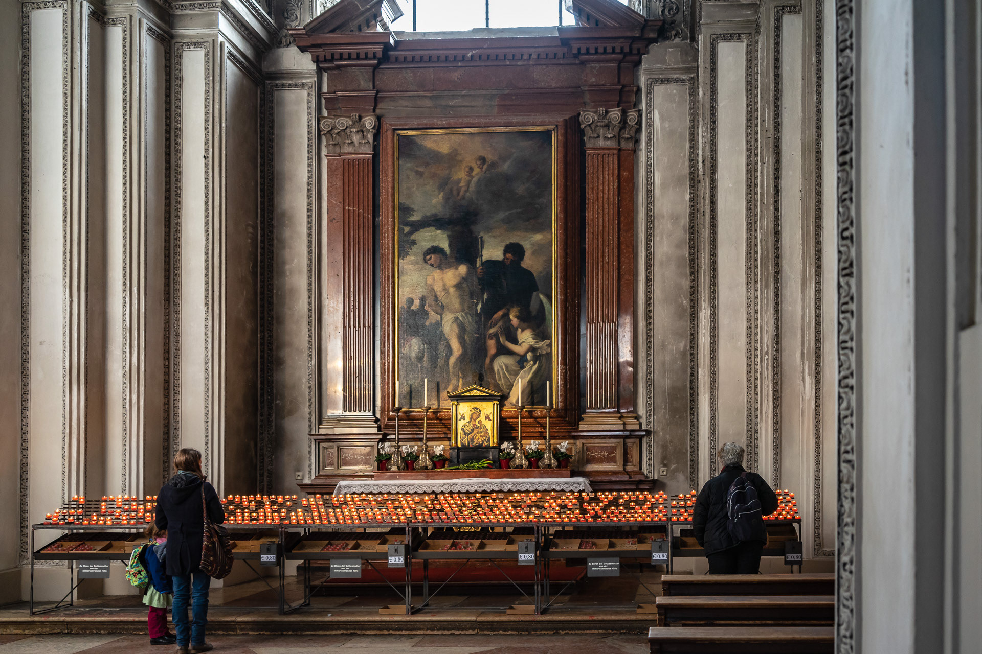 One of several side altars of the Salzburg Cathedral
