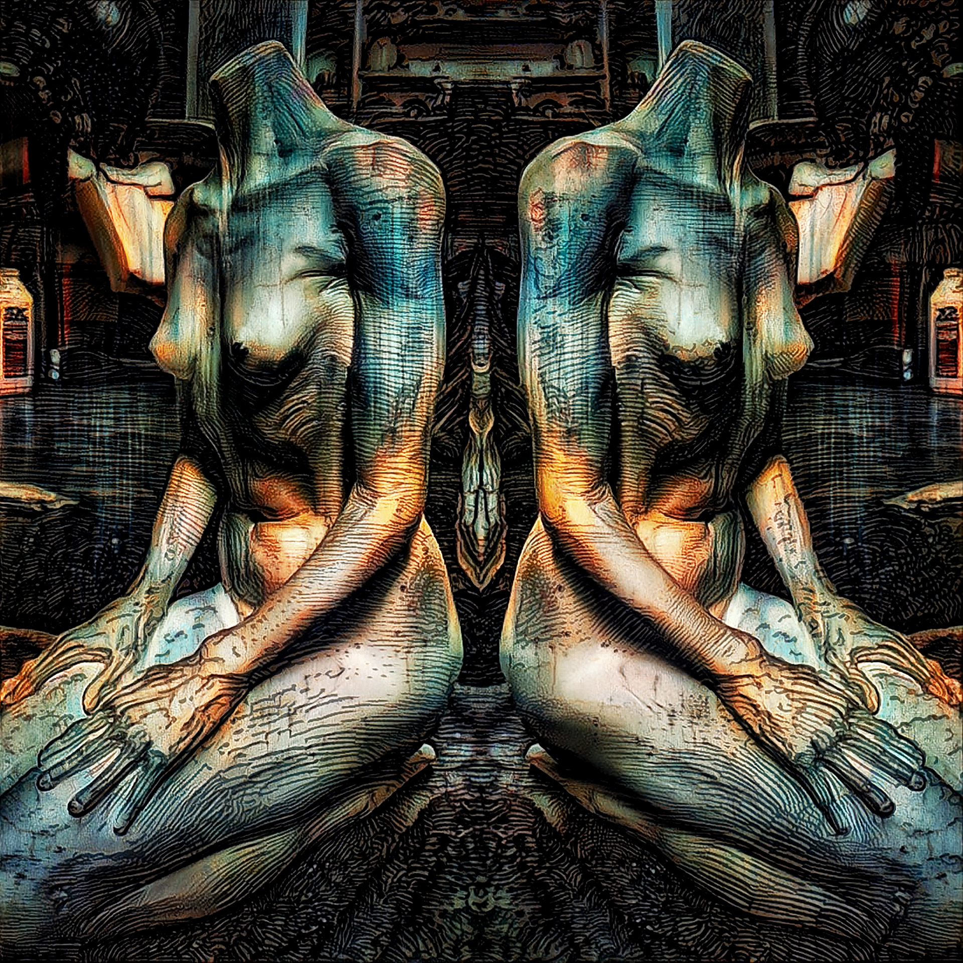 'Two Figures' Sculpture & Digital