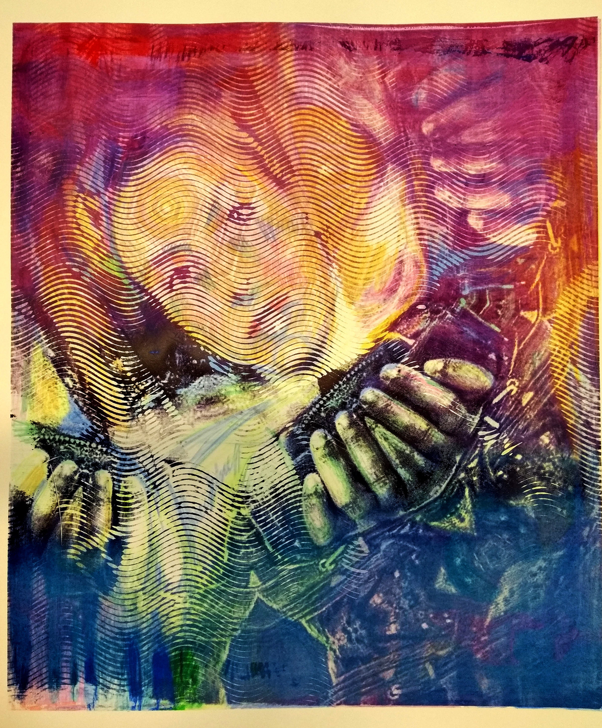 Self Portrait A1 Silkscreen and Direct Print with Crayon