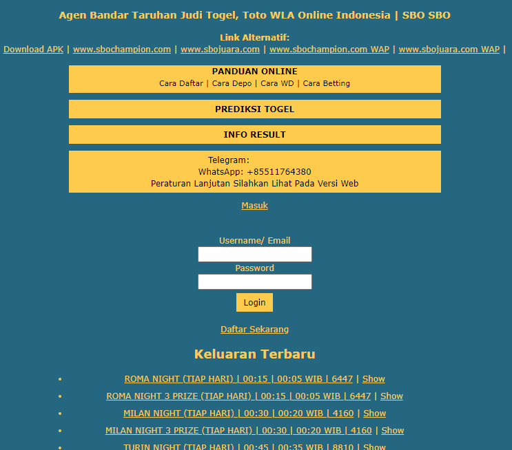 Sbototo Bandar Togel Online Terbesar Aman Terpercaya Link Pendaftaran Sbo Toto Wap Web Sbototo Wap
