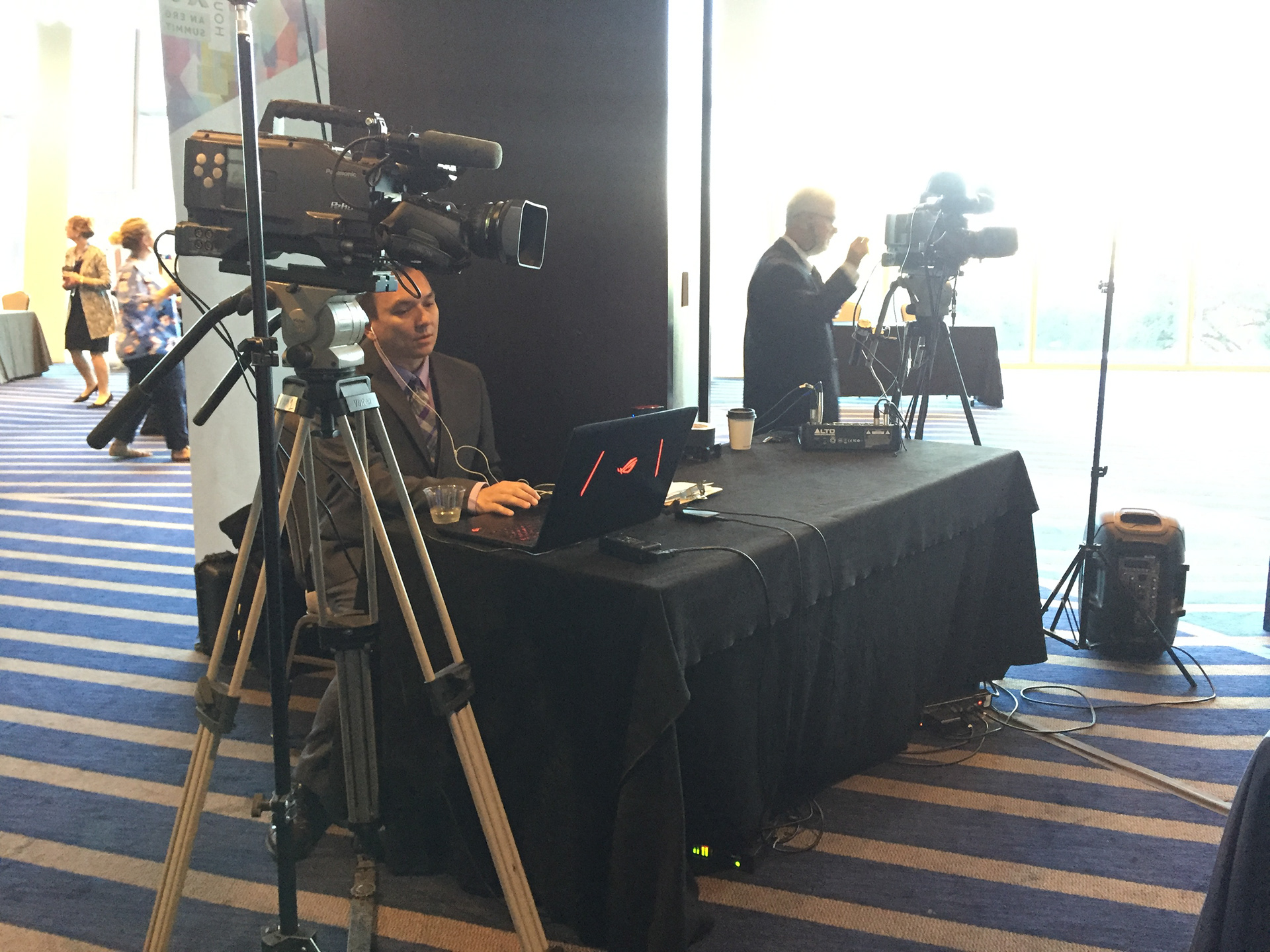 Behind the scenes at a FacebookLIVE session at the Greater Houston Partnership's ERG Summit