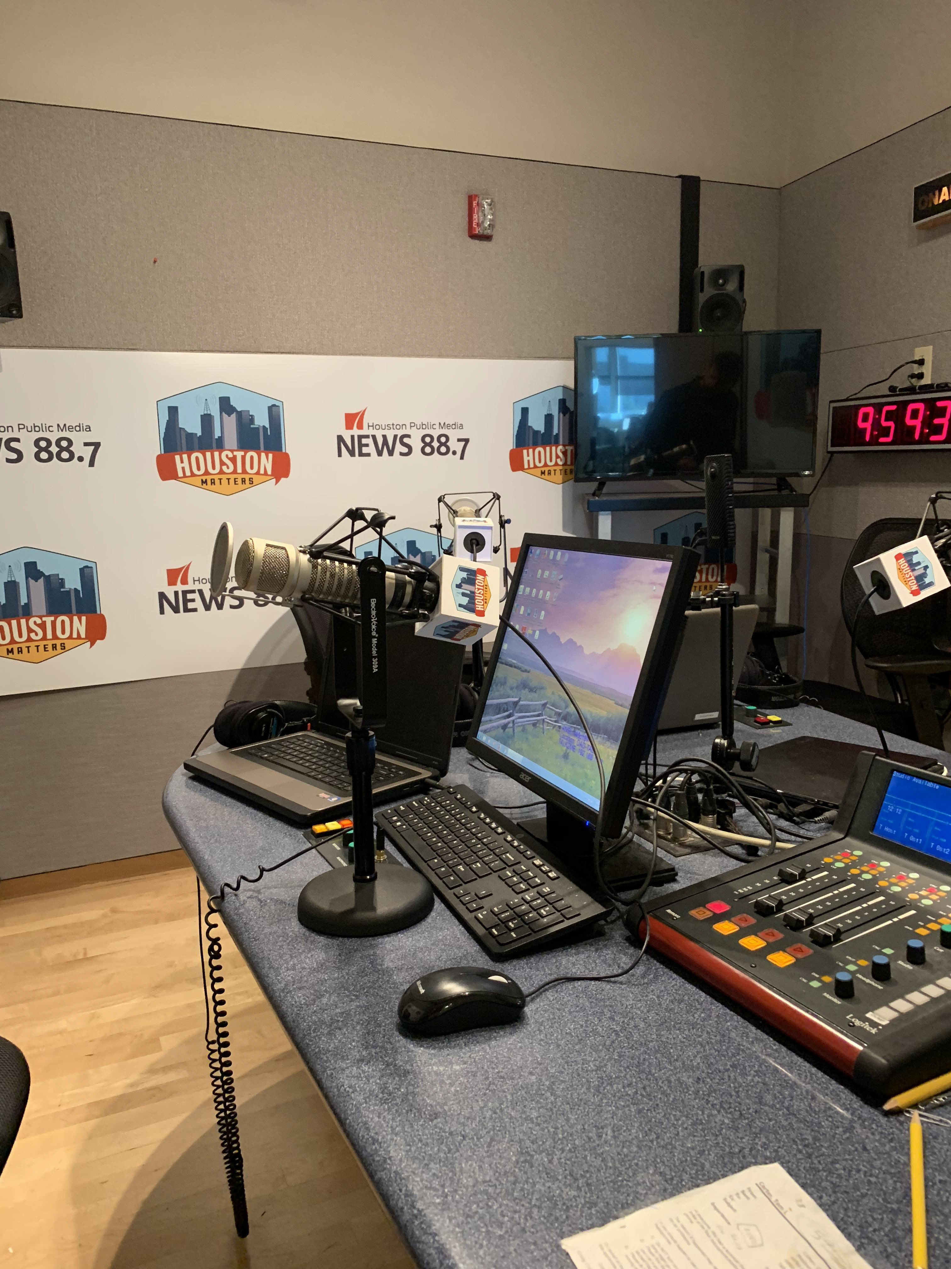 Waiting as Ernie Manouse prepares to record voice overs