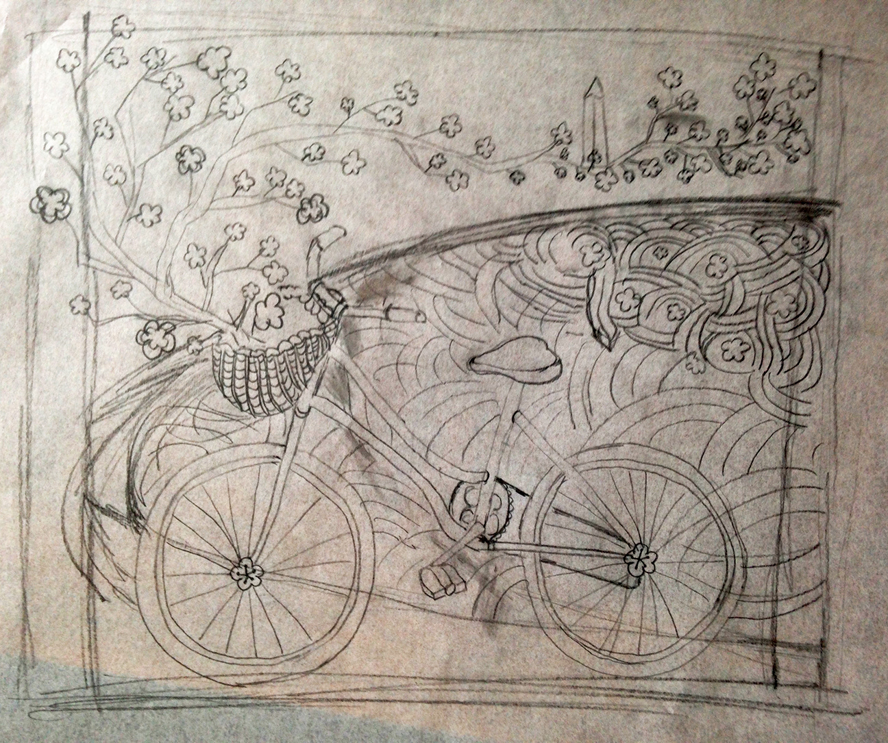 One of my (many!) initial pencil sketches.